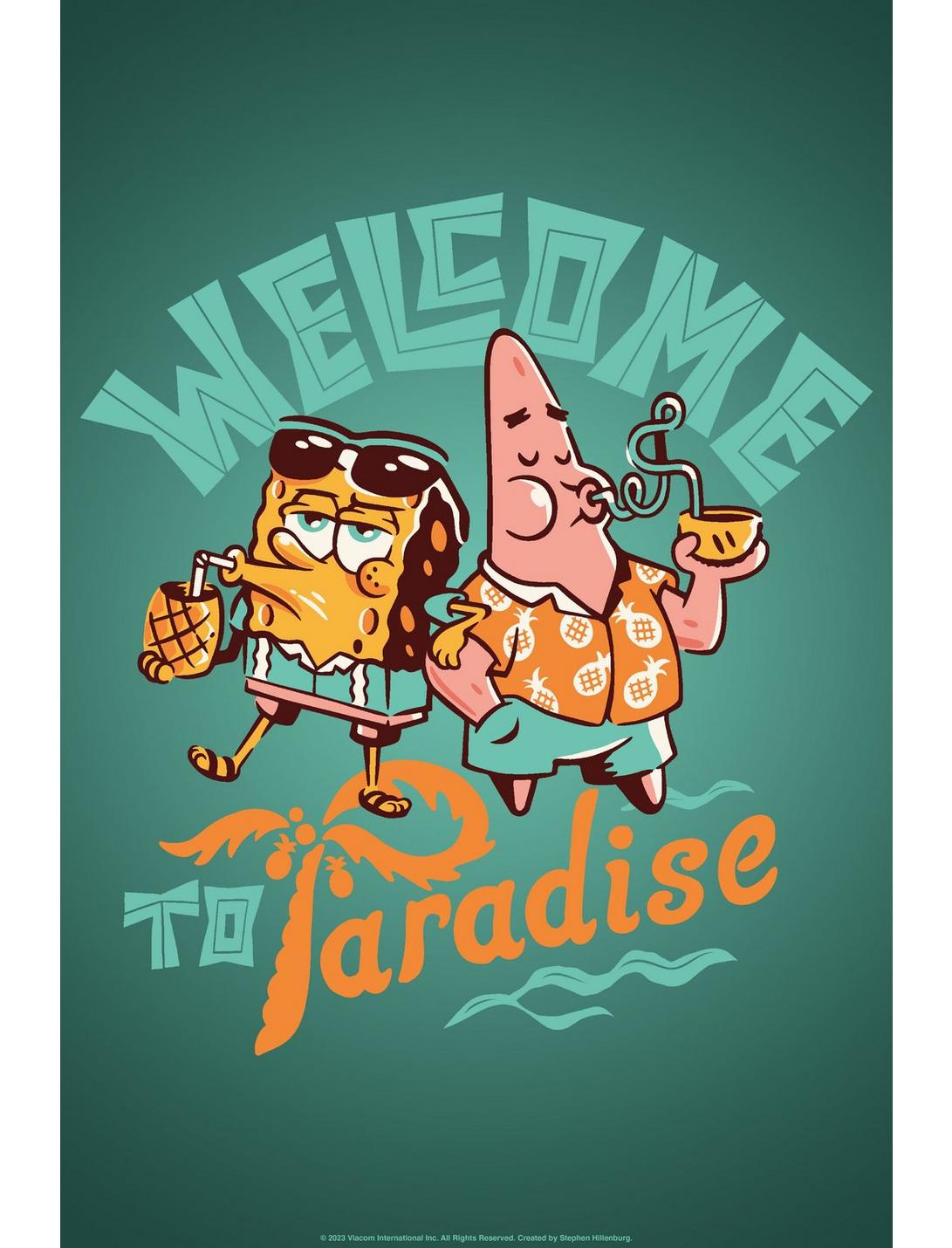 Spongebob Squarepants Welcome To Paradise Poster, WHITE, hi-res