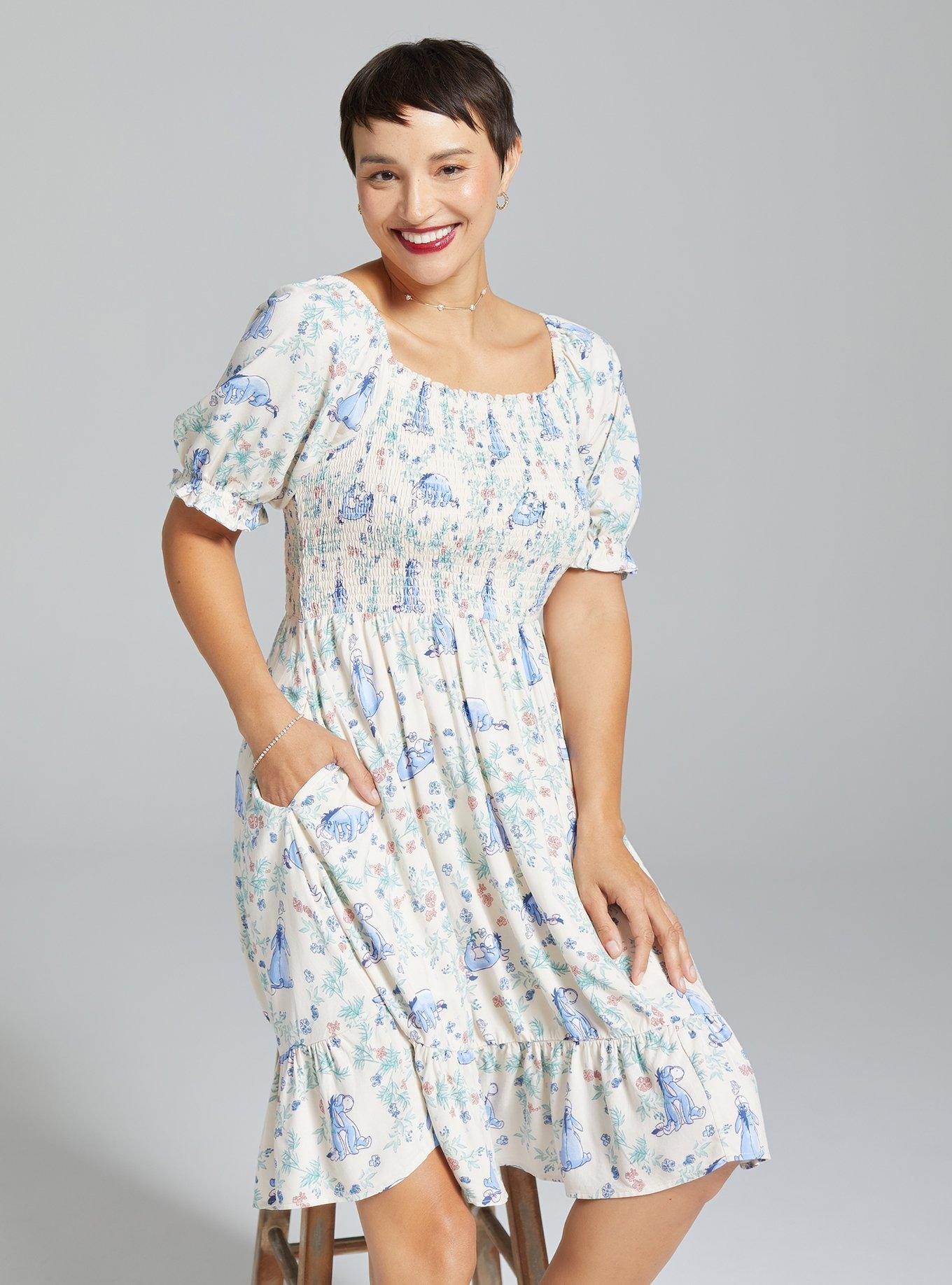 Her Universe Disney Winnie the Pooh Eeyore Floral Allover Print Smock Dress, MULTI, hi-res