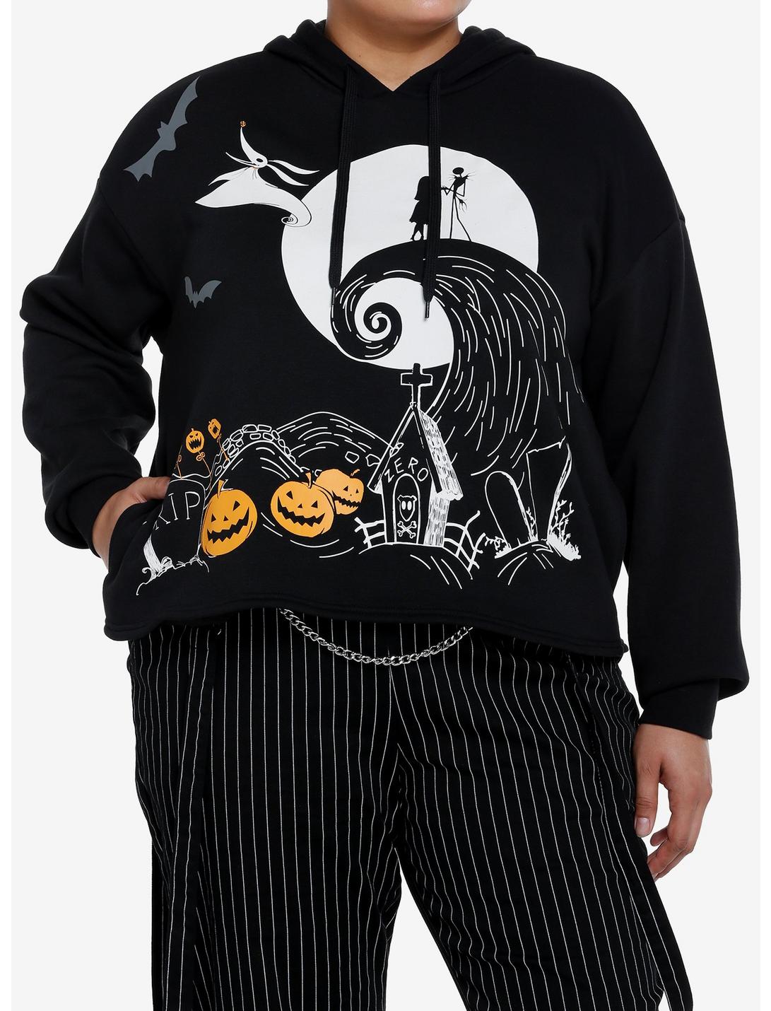 Her Universe The Nightmare Before Christmas Spiral Hill Crop Hoodie Plus Size, MULTI, hi-res