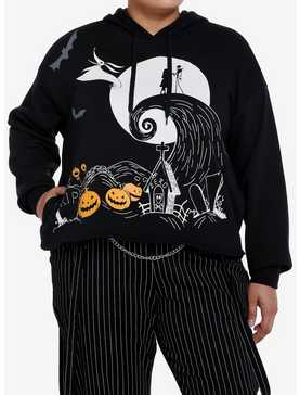 Her Universe The Nightmare Before Christmas Spiral Hill Crop Hoodie Plus Size, , hi-res