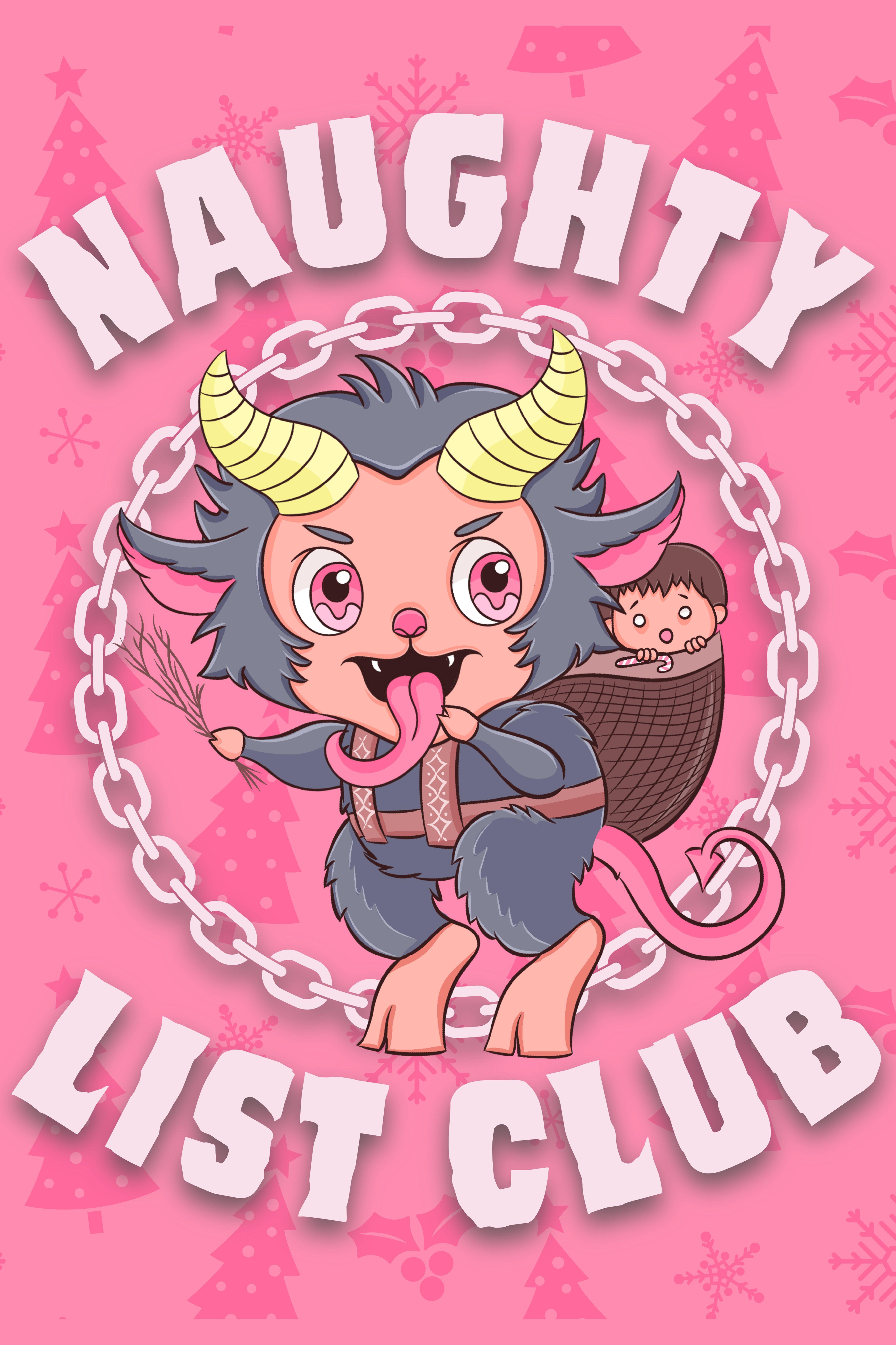 Krampus Naughty List Club Poster - WHITE