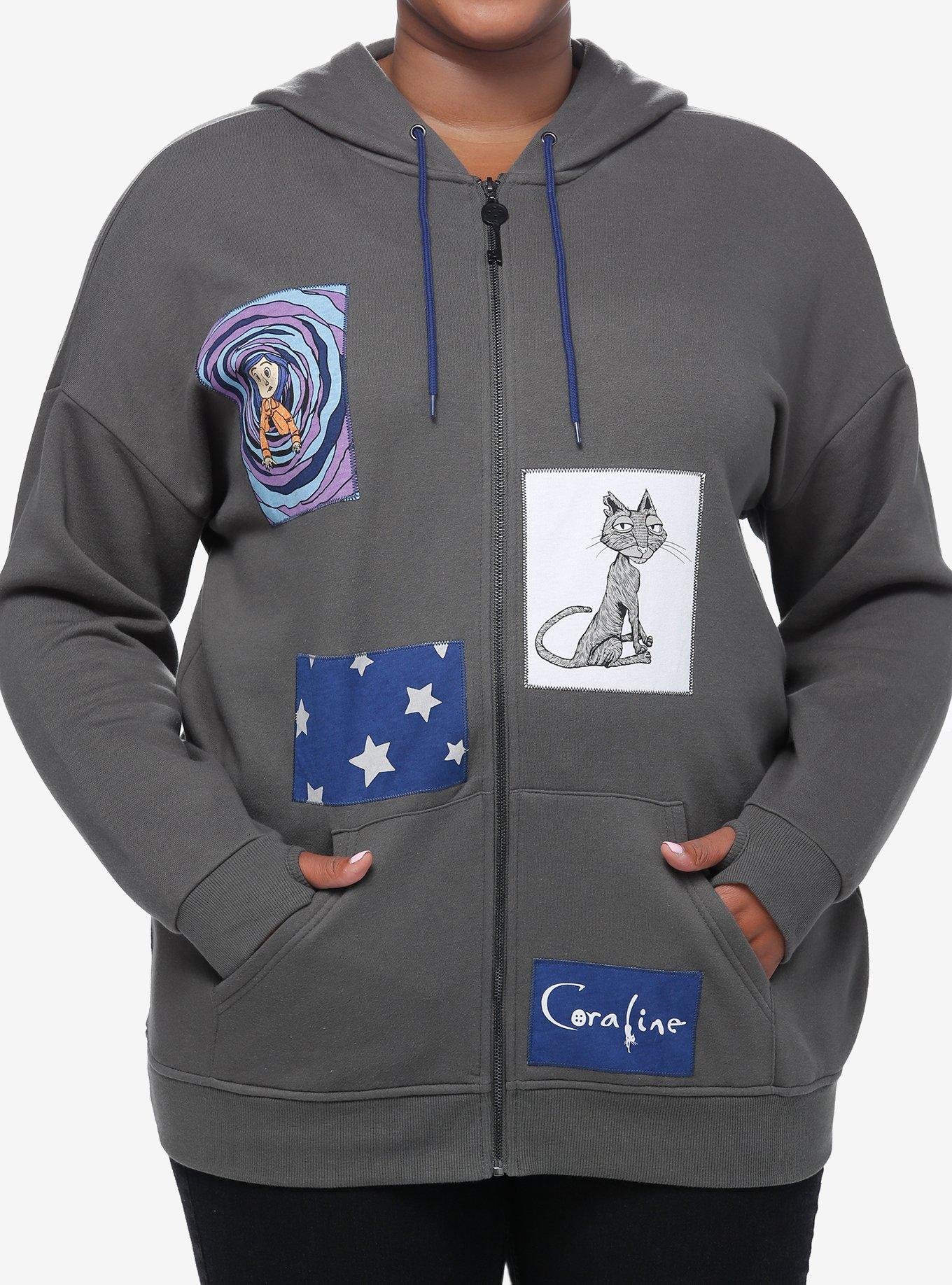 Coraline Patch Oversized Hoodie Plus Size, MULTI, hi-res