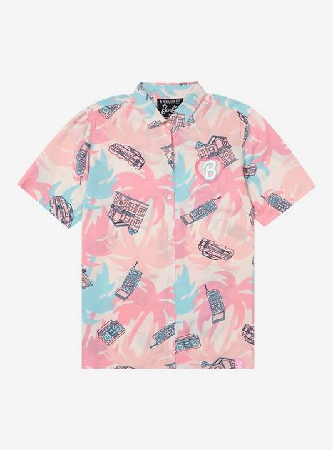 Barbie Icons Allover Print Women's Woven Button-Up - BoxLunch Exclusive ...