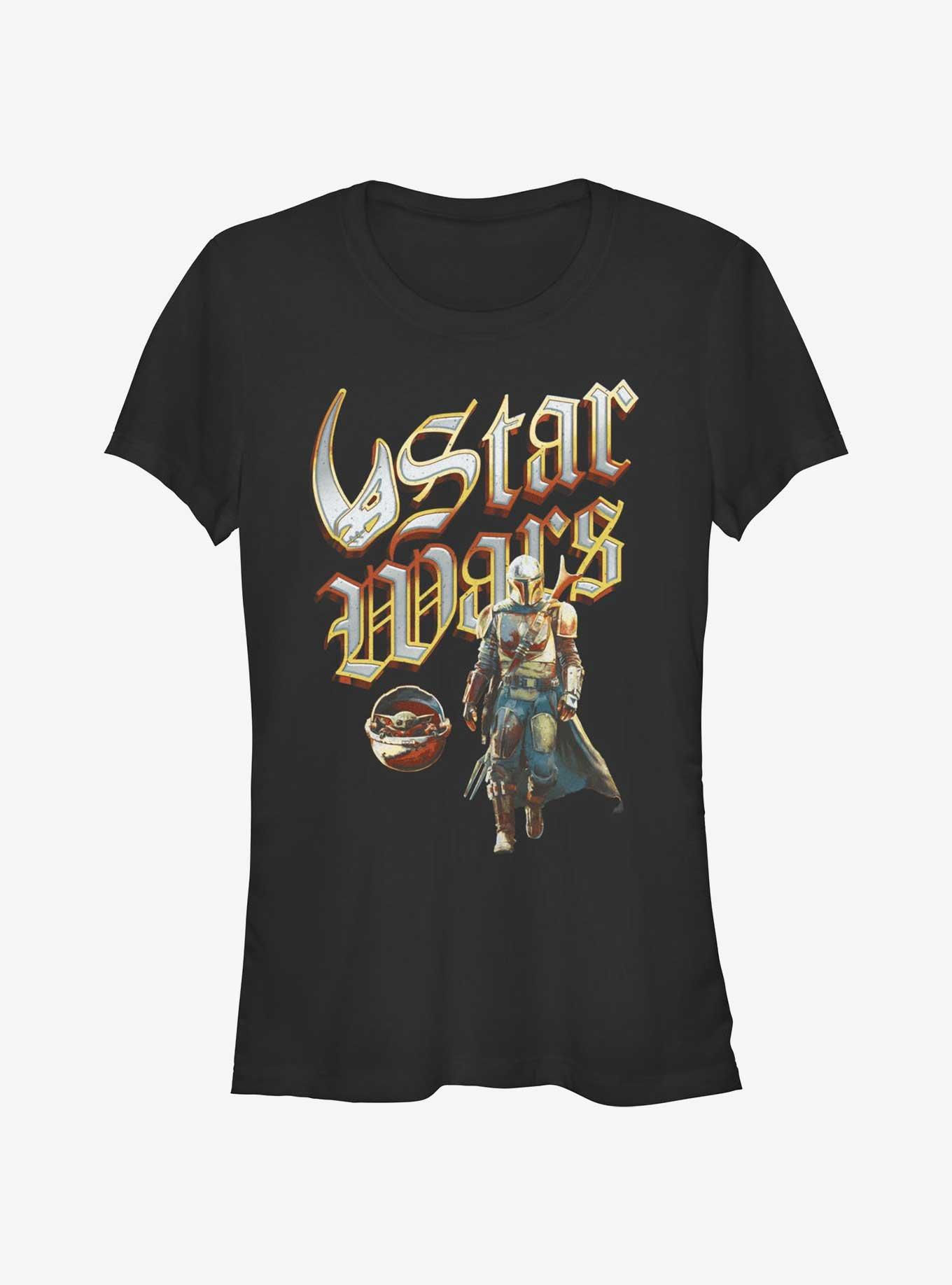 Star Wars The Mandalorian Heavy Metal Lettering Girls T-Shirt, BLACK, hi-res