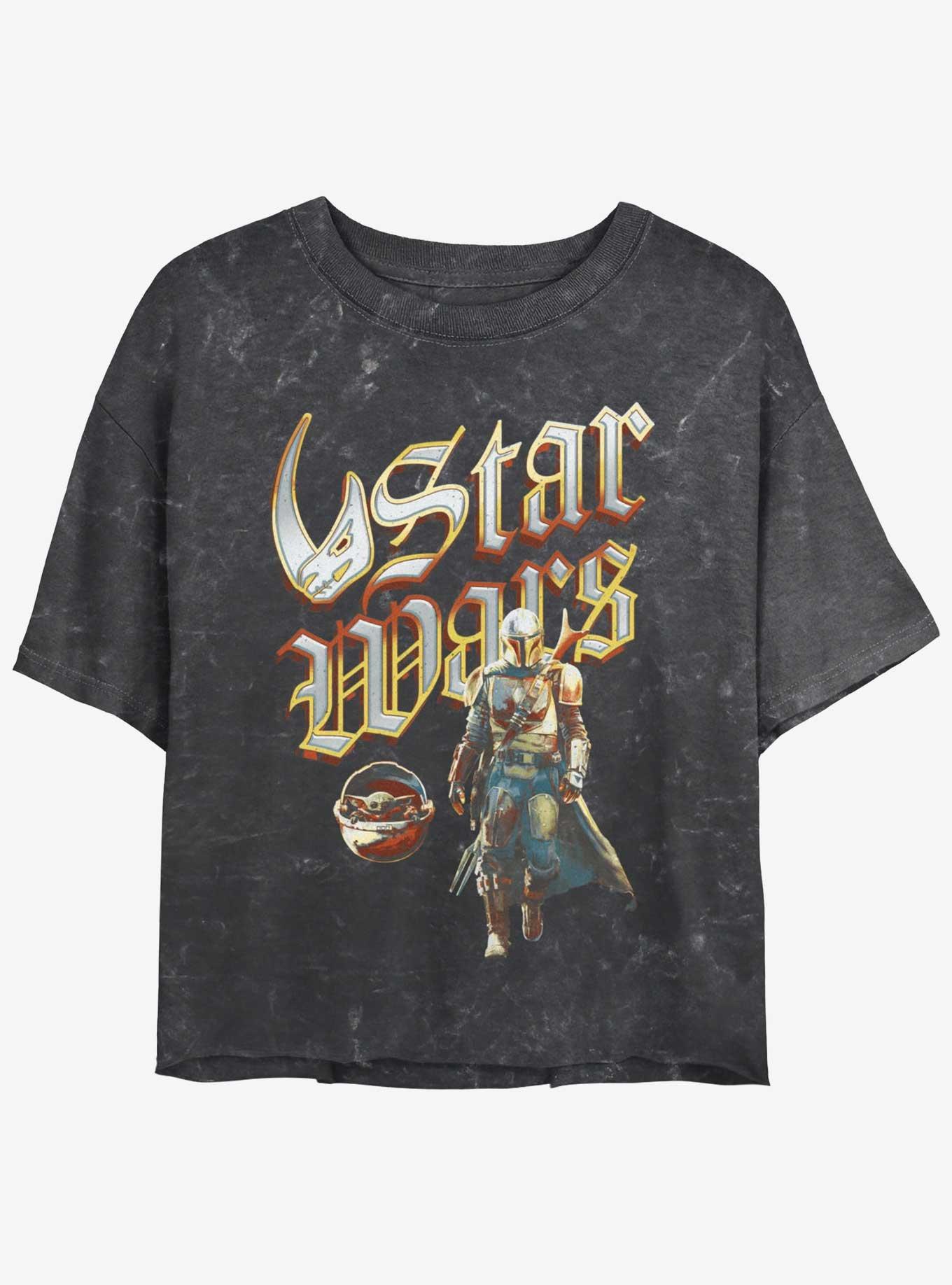 Star Wars The Mandalorian Heavy Metal Lettering Mineral Wash Girls Crop T-Shirt, , hi-res