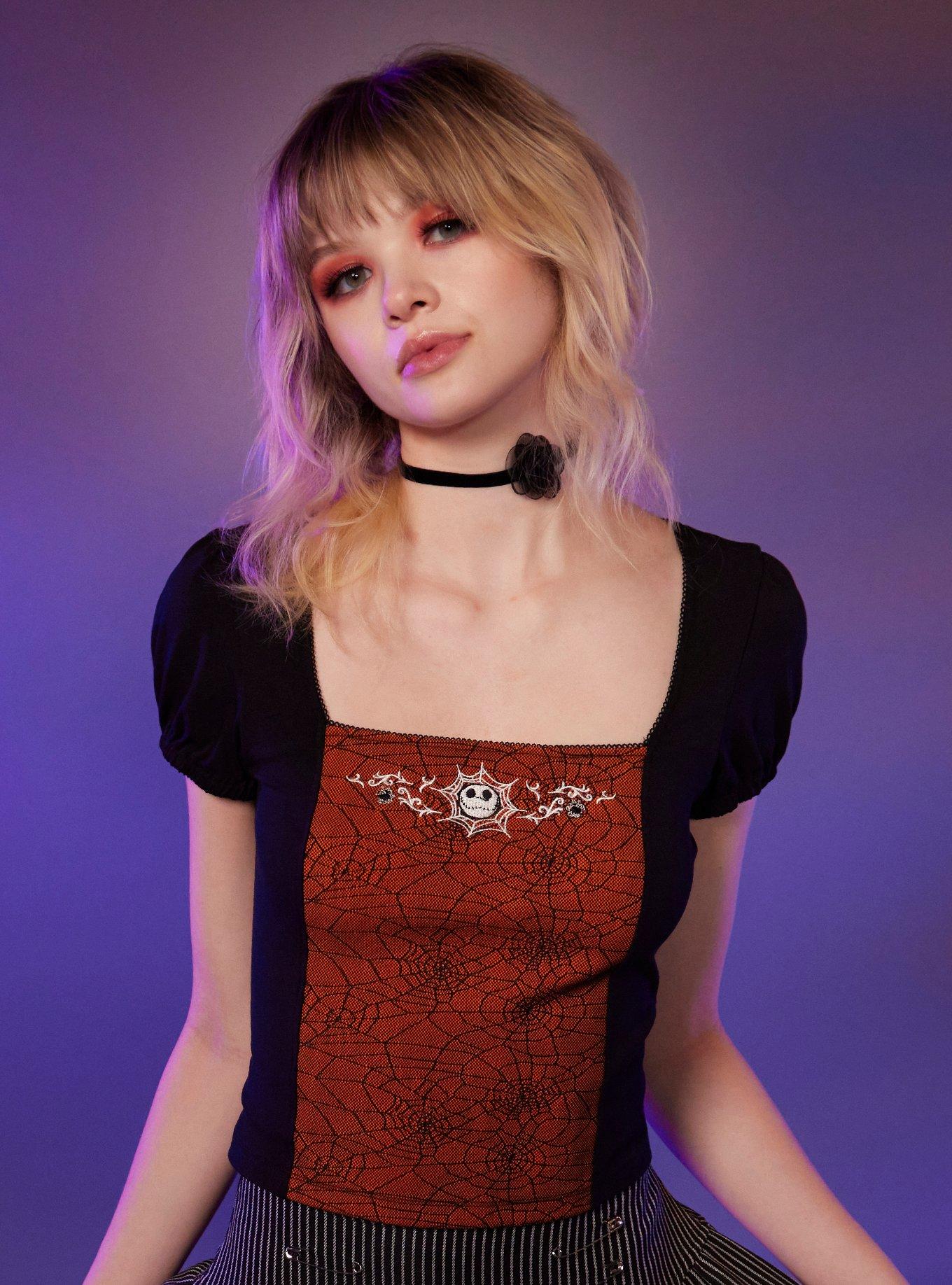 Her Universe The Nightmare Before Christmas Spiderweb Girls Top, , hi-res