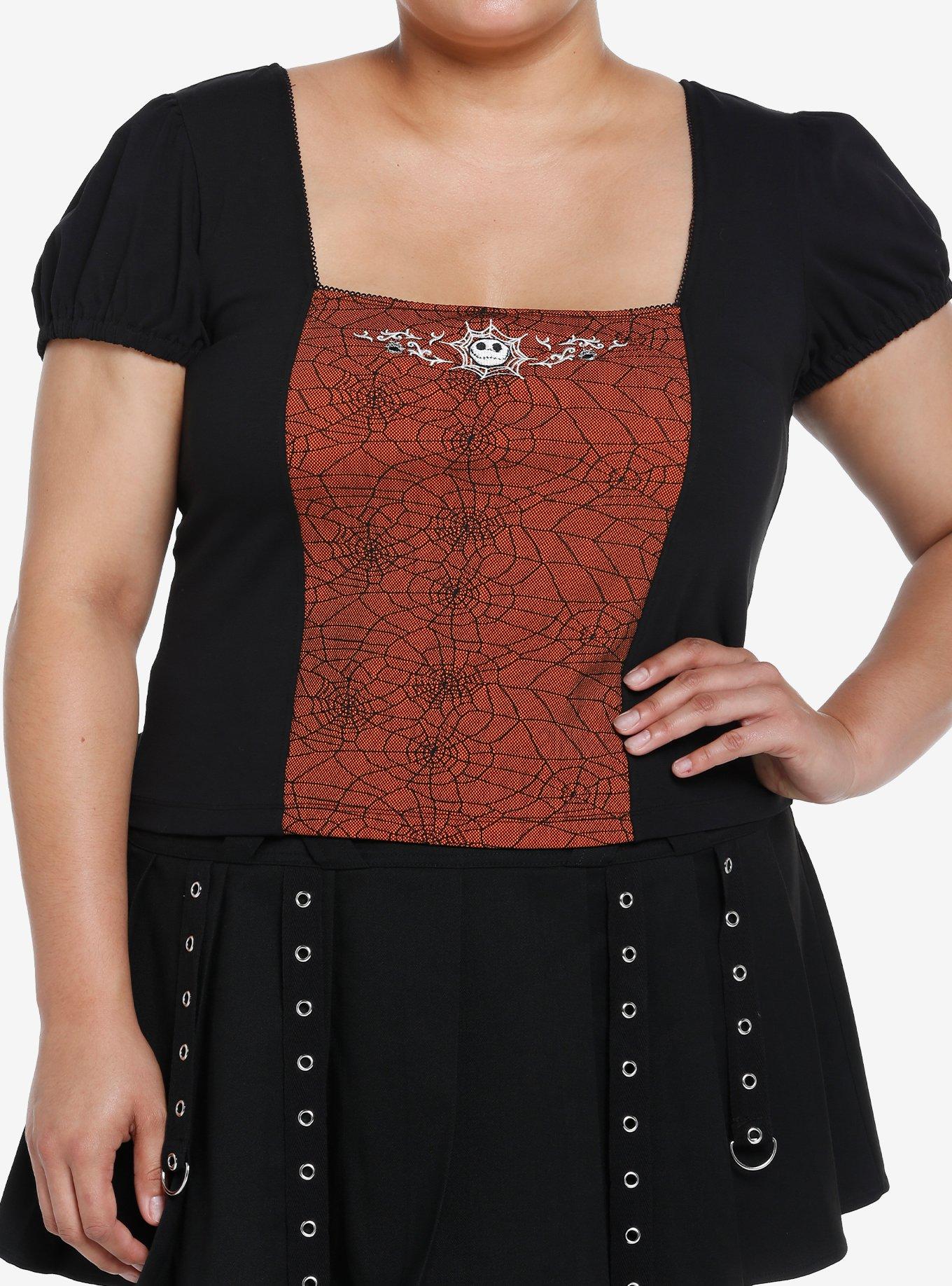 Her Universe The Nightmare Before Christmas Spiderweb Girls Top Plus Size, ORANGE, hi-res
