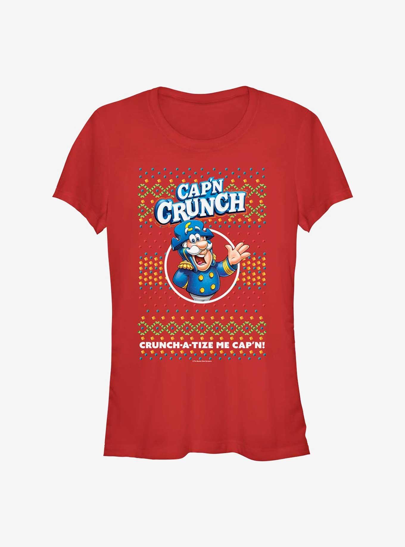 Capn Crunch Ugly Christmas Sweater Pattern Girls T-Shirt, RED, hi-res
