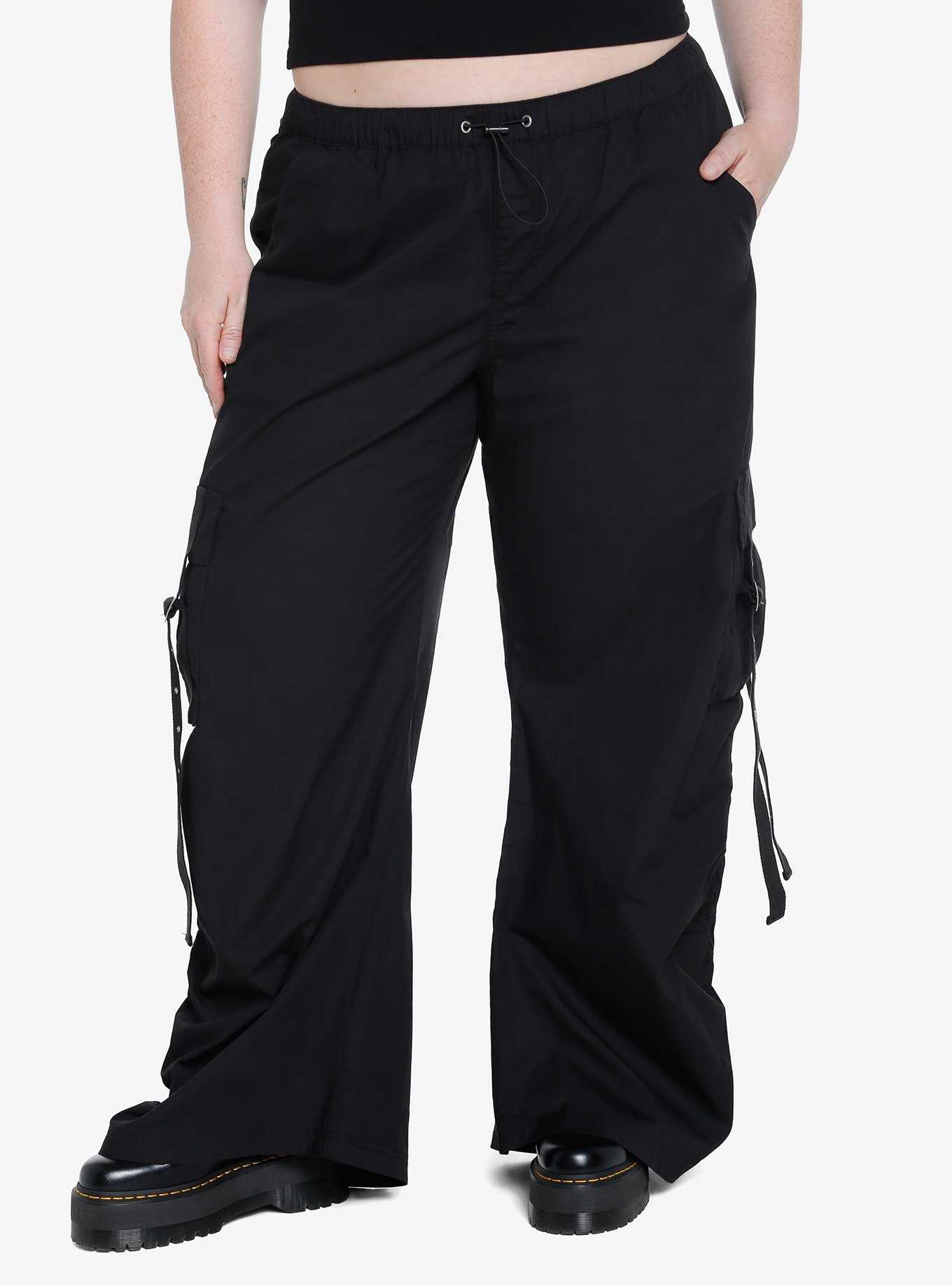 Black Grommet Belt Girls Flare Pants Plus Size