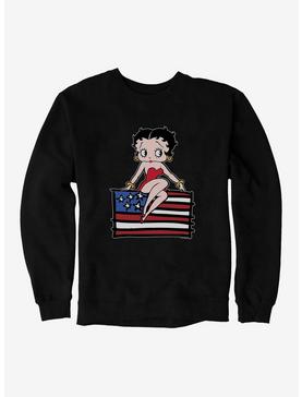 Plus Size Betty Boop Sitting On Flag Sweatshirt, , hi-res