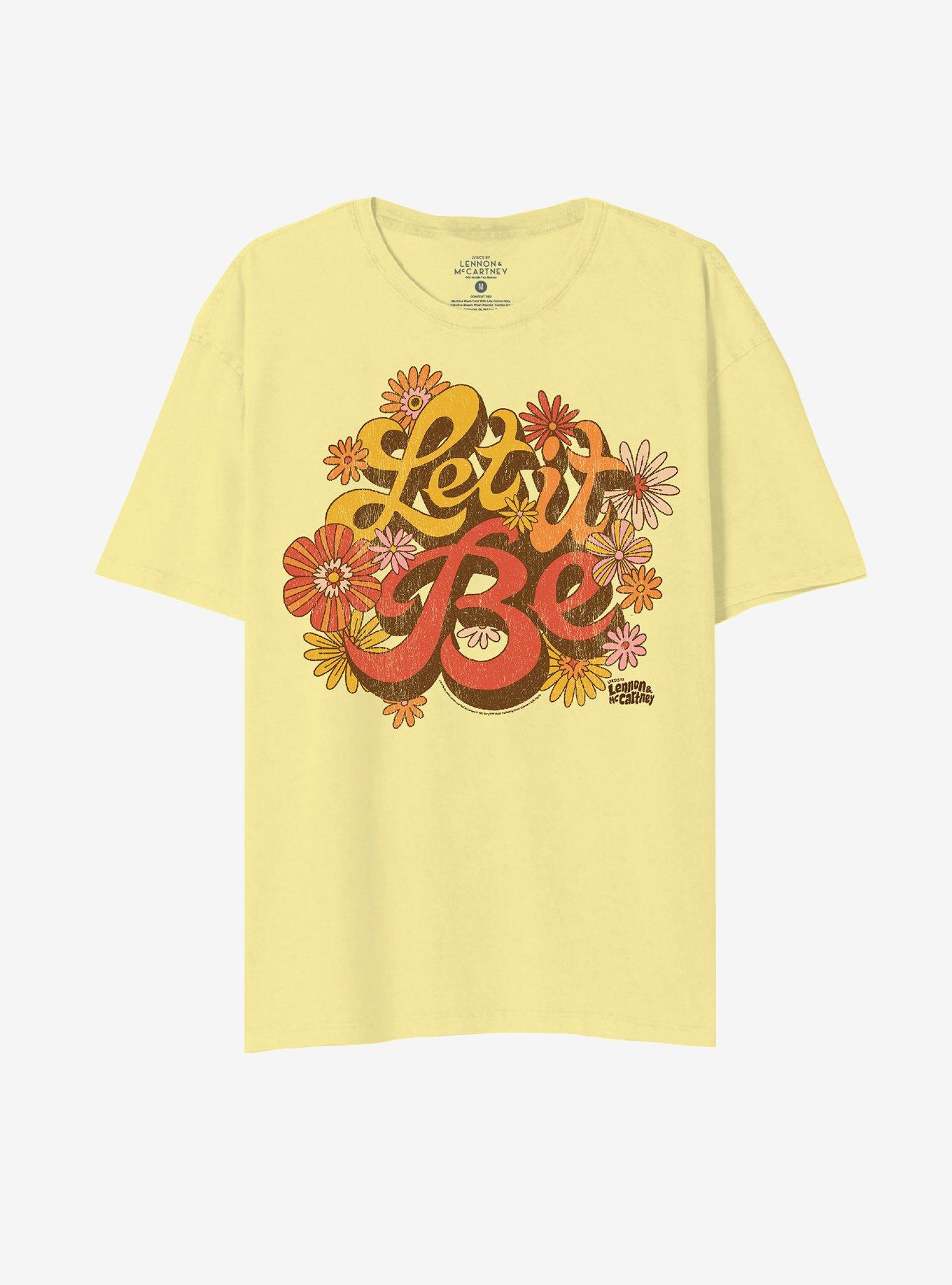 The Beatles Let It Be Flowers Boyfriend Fit Girls T-Shirt, YELLOW, hi-res
