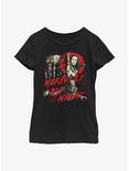 Marvel Studios' Special Presentation: Werewolf By Night Blood Moon Man-Thing, Elsa Bloodstone, and Jack Russell Youth Girls T-Shirt, BLACK, hi-res