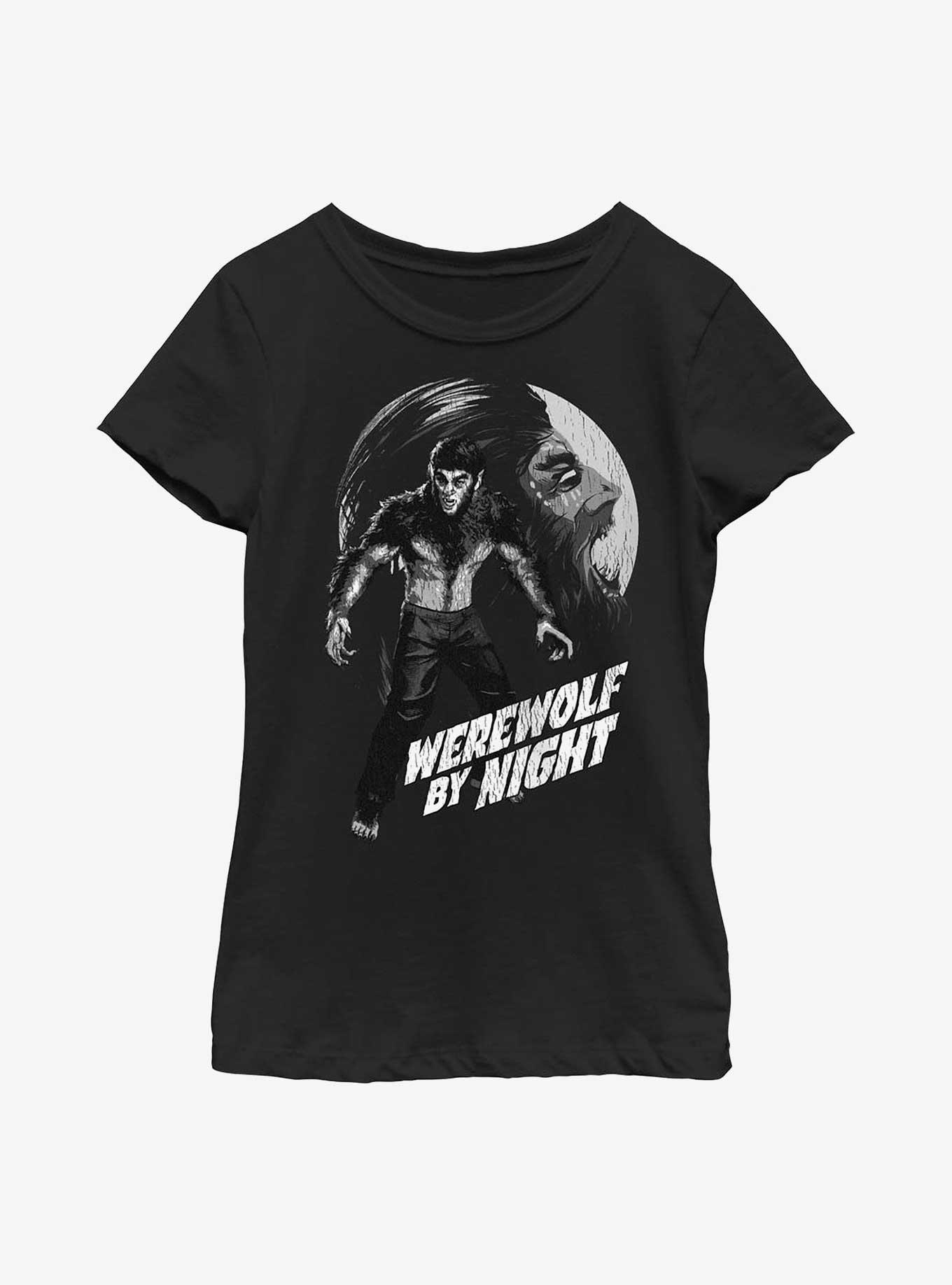 Marvel Studios' Special Presentation: Werewolf By Night Werewolf Howler Youth Girls T-Shirt, BLACK, hi-res
