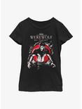 Marvel Studios' Special Presentation: Werewolf By Night Wolfman Jack Russell Youth Girls T-Shirt, BLACK, hi-res