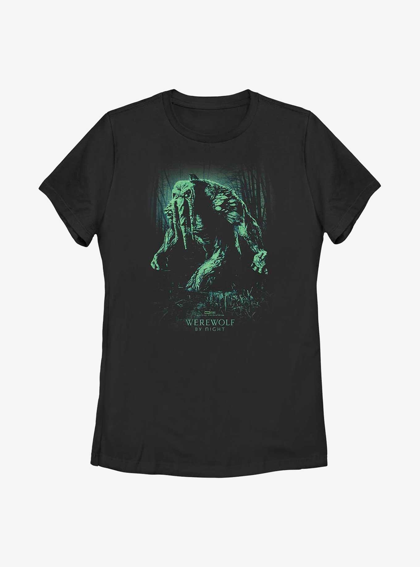 Marvel Studios' Special Presentation: Werewolf By Night Creepy Crawler Ted The Man-Thing Poster Womens T-Shirt, , hi-res
