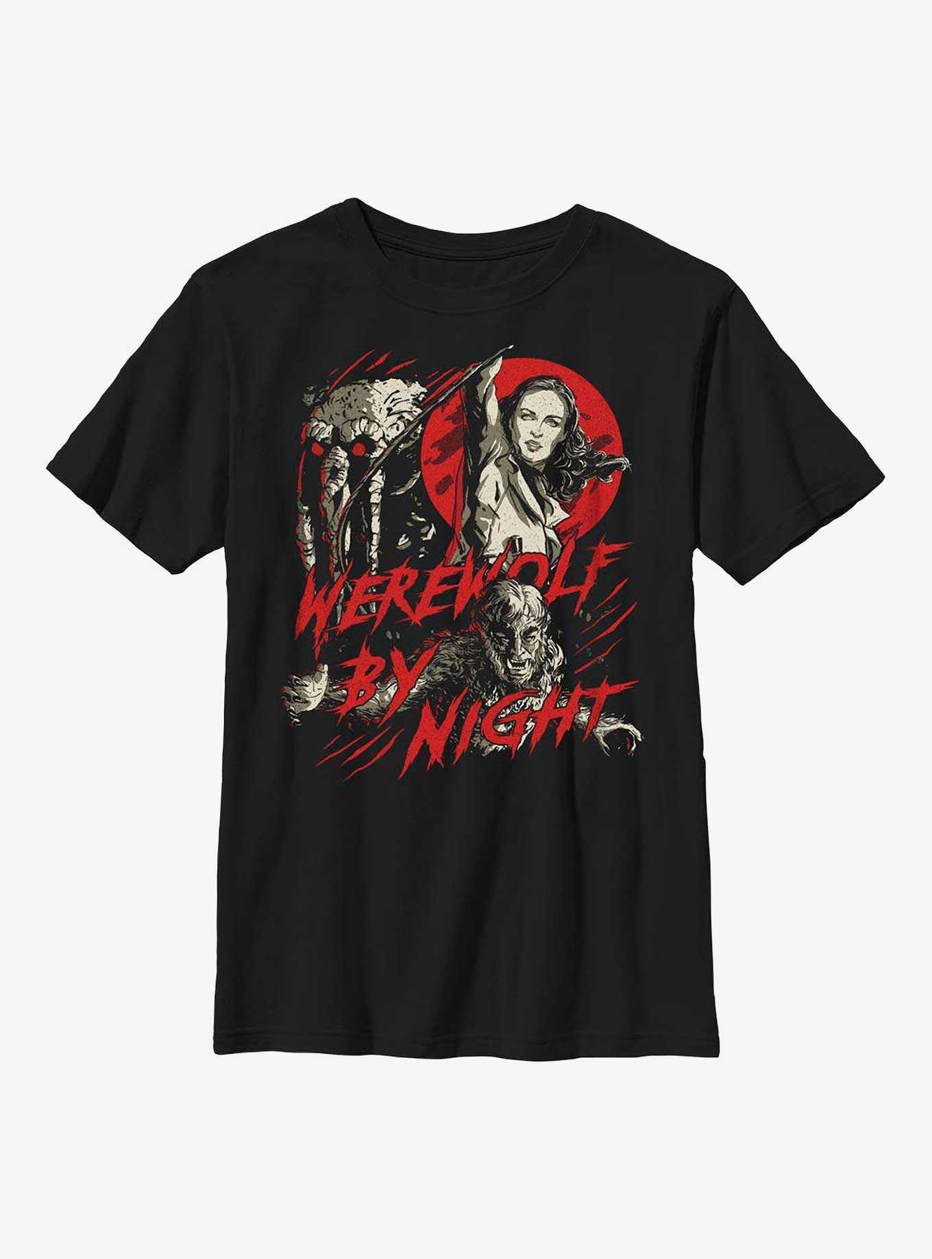 Marvel Studios' Special Presentation: Werewolf By Night Blood Moon Man-Thing, Elsa Bloodstone, and Jack Russell Youth T-Shirt, , hi-res