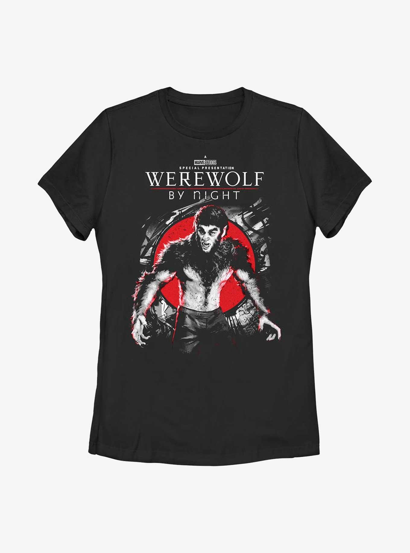 Marvel Studios' Special Presentation: Werewolf By Night Wolfman Jack Russell Womens T-Shirt, BLACK, hi-res