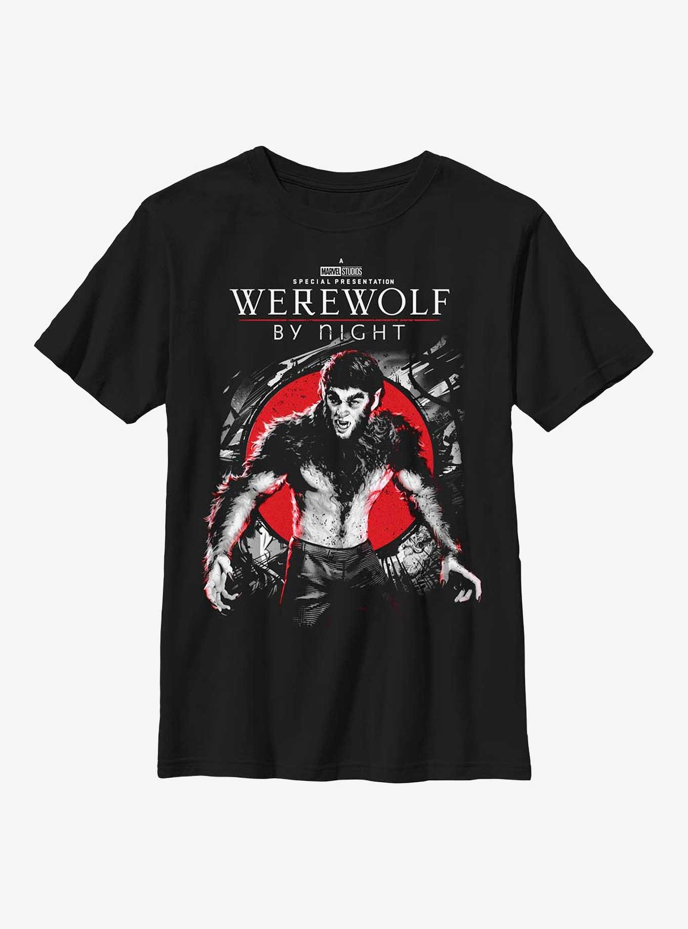 Marvel Studios' Special Presentation: Werewolf By Night Wolfman Jack Russell Youth T-Shirt, BLACK, hi-res view 1