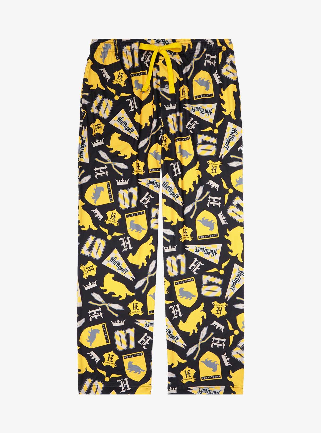 Harry Potter Hufflepuff Quidditch Allover Print Sleep Pants - BoxLunch Exclusive, , hi-res