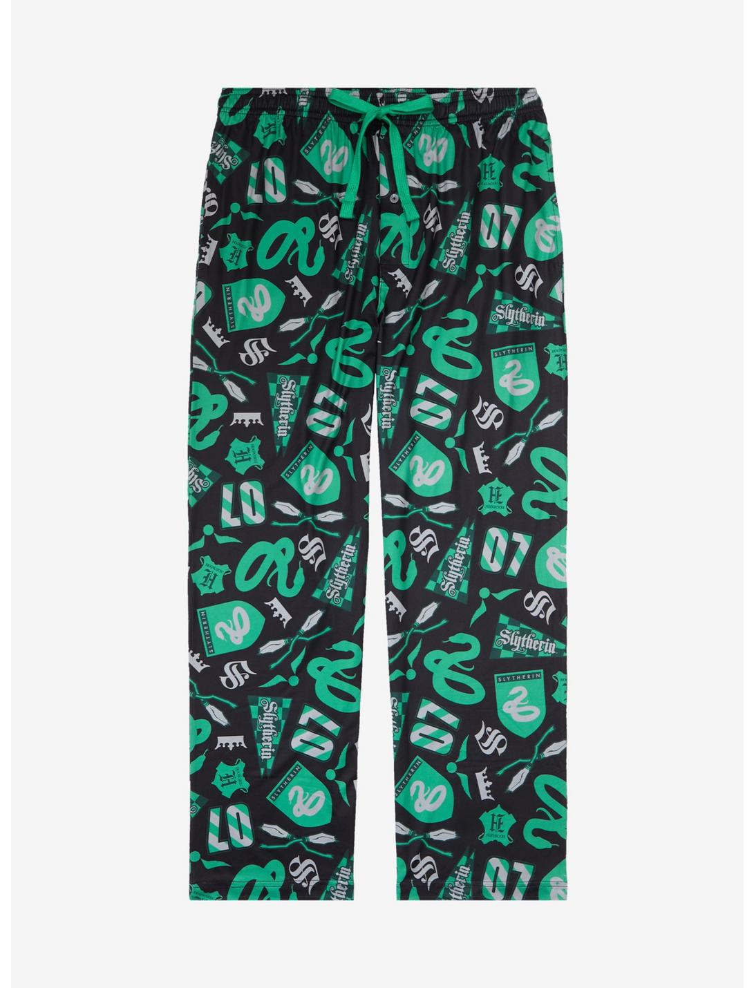 Harry Potter Slytherin Quidditch Allover Print Sleep Pants - BoxLunch Exclusive, GREEN, hi-res