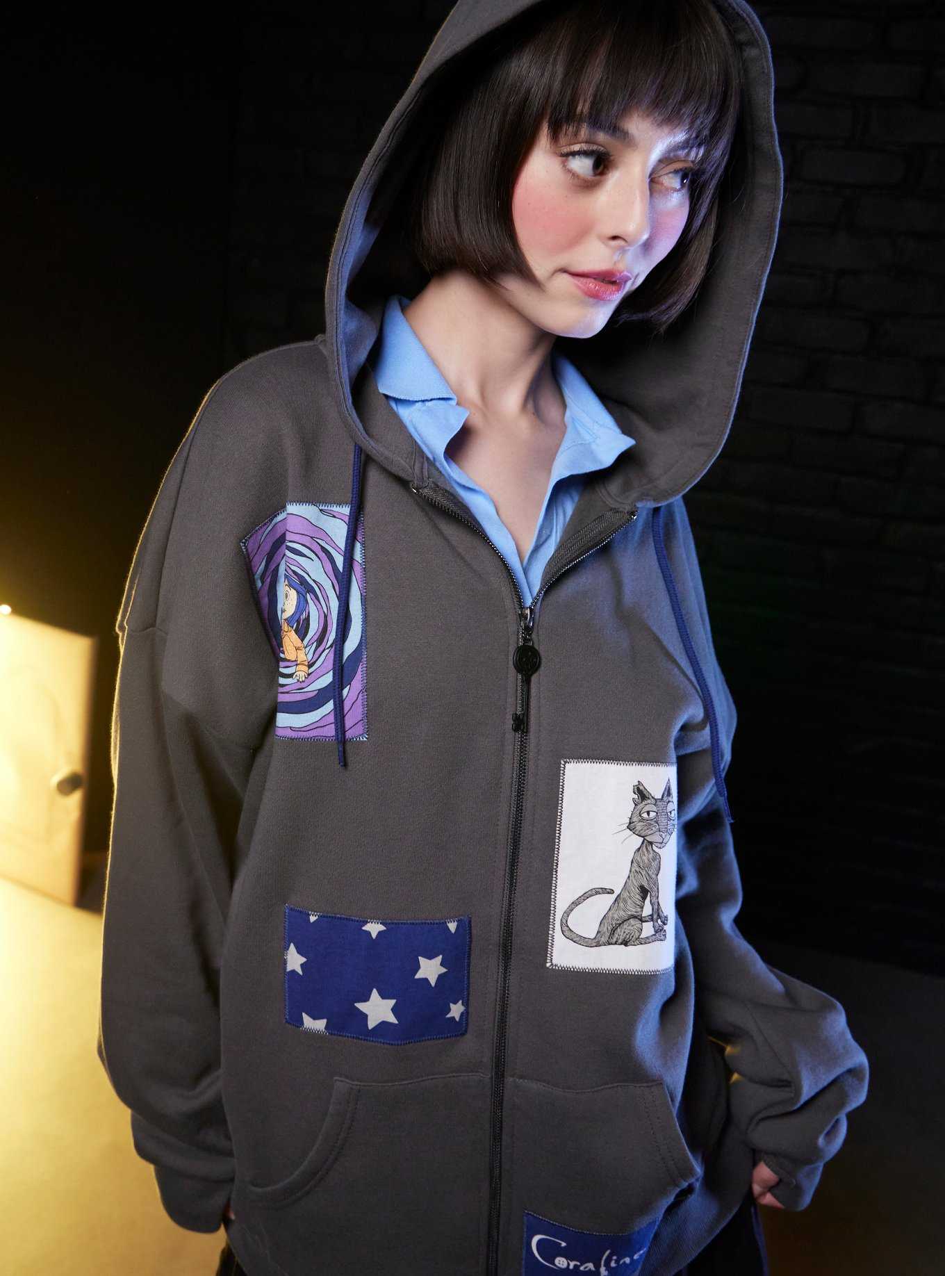 Coraline Patch Girls Oversized Hoodie, , hi-res