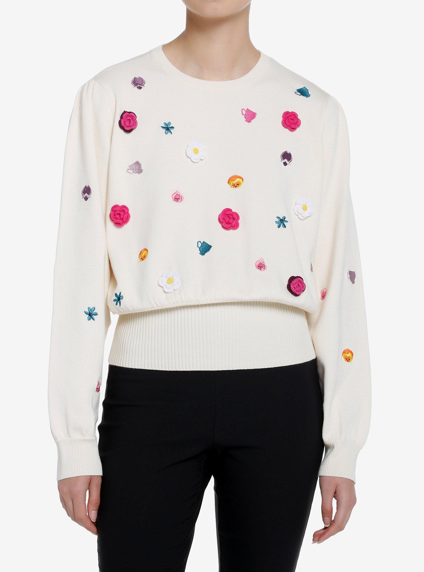 Her Universe Disney Alice In Wonderland Garden Flowers Knit Sweater Her