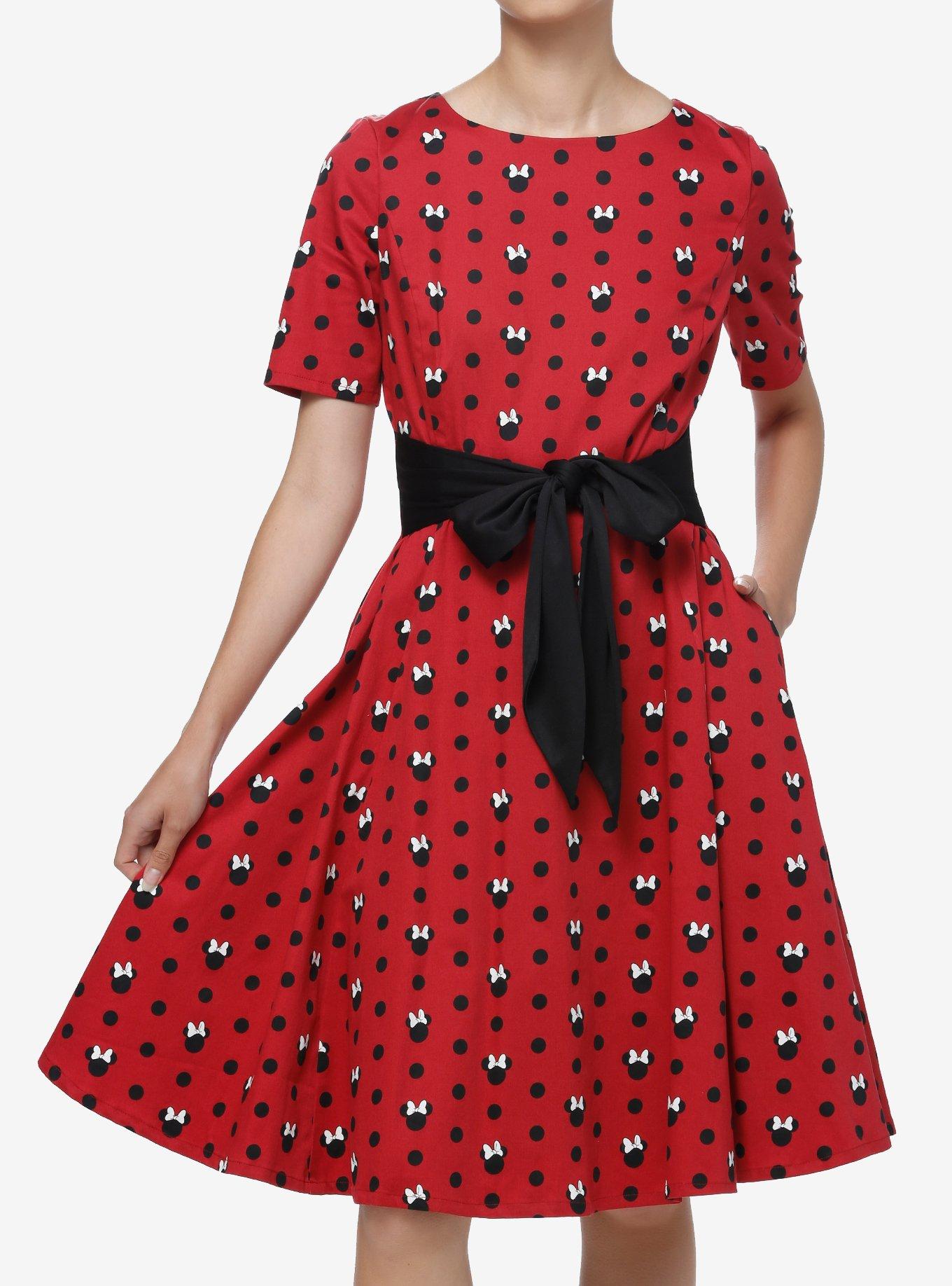 minnie mouse black polka dot dress Minnie Mouse Custom Fit Red White Black Satin Polka Dots Adult Sissy D   Leanne's Pretty Dresses