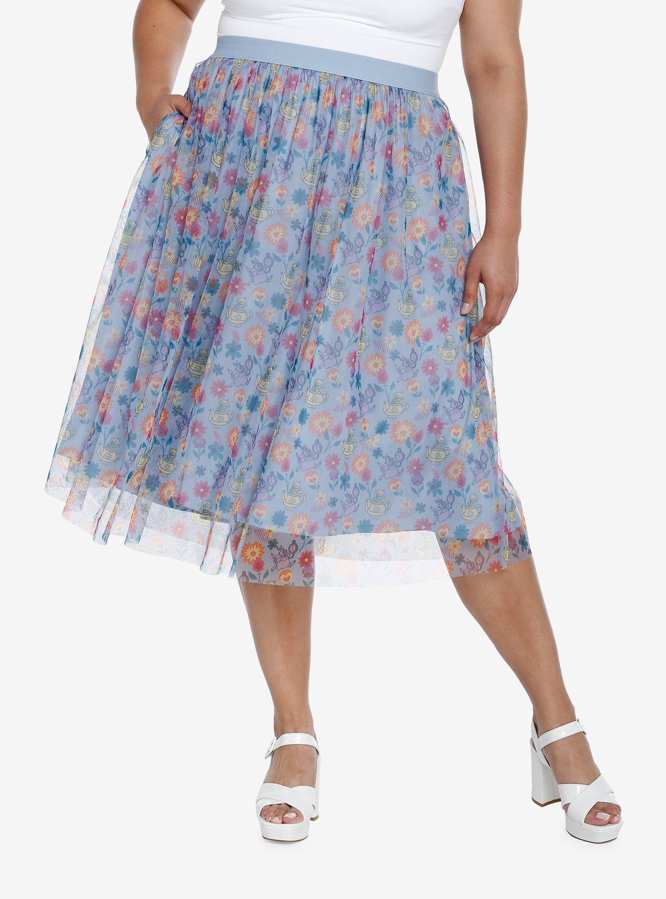 Her Universe Disney Alice In Wonderland Garden Flowers Mesh Midi Skirt Plus Size Her Universe Exclusive, , hi-res