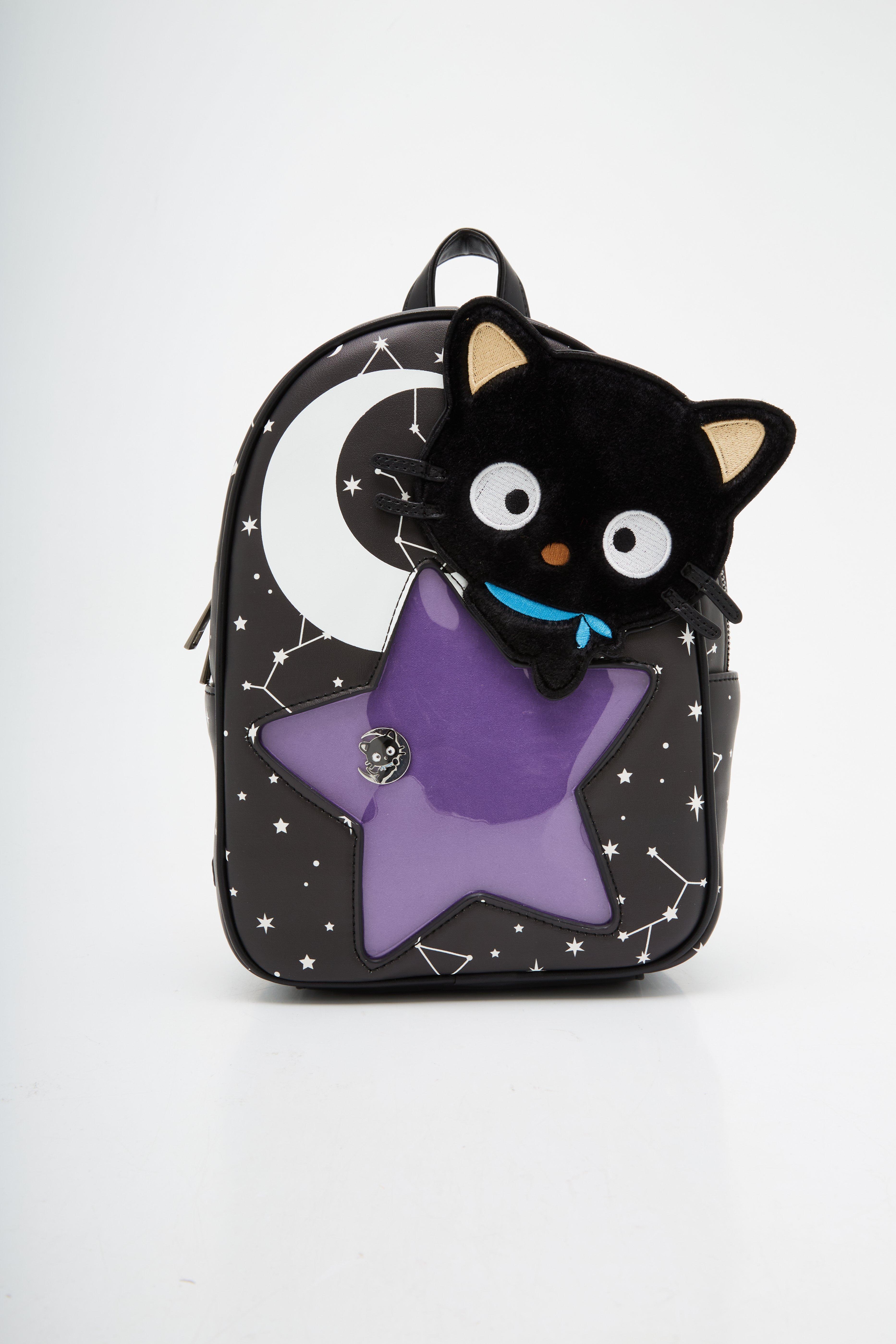 Black Cute Cartoon Cats Head Mini Backpack Bag