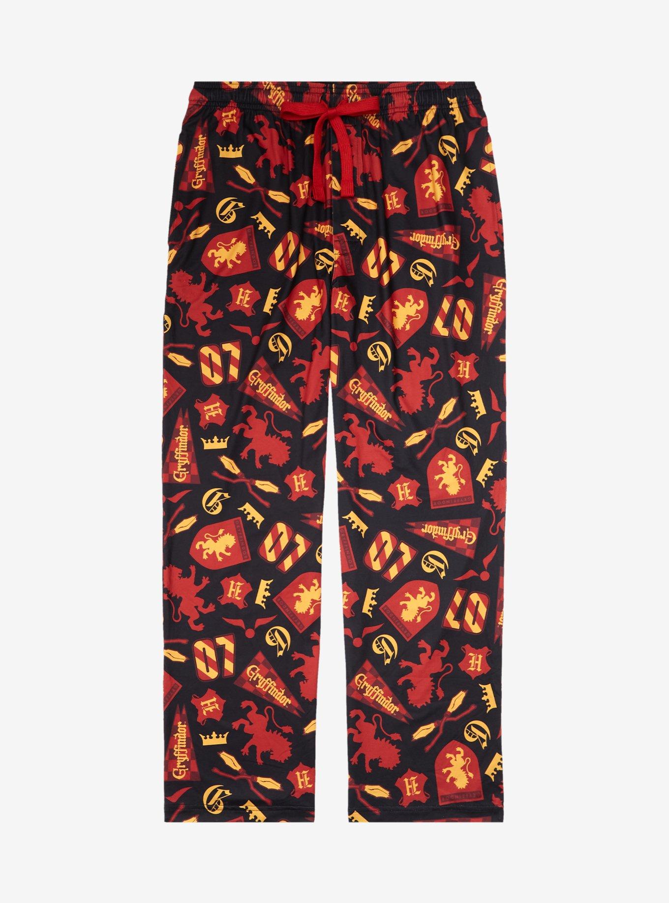 Harry Potter Gryffindor Quidditch Allover Print Sleep Pants - BoxLunch Exclusive, RED, hi-res