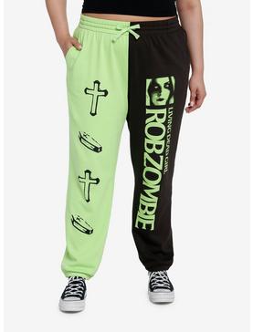 Rob Zombie Living Dead Girl Neon Green & Black Split Girls Jogger Sweatpants Plus Size, , hi-res
