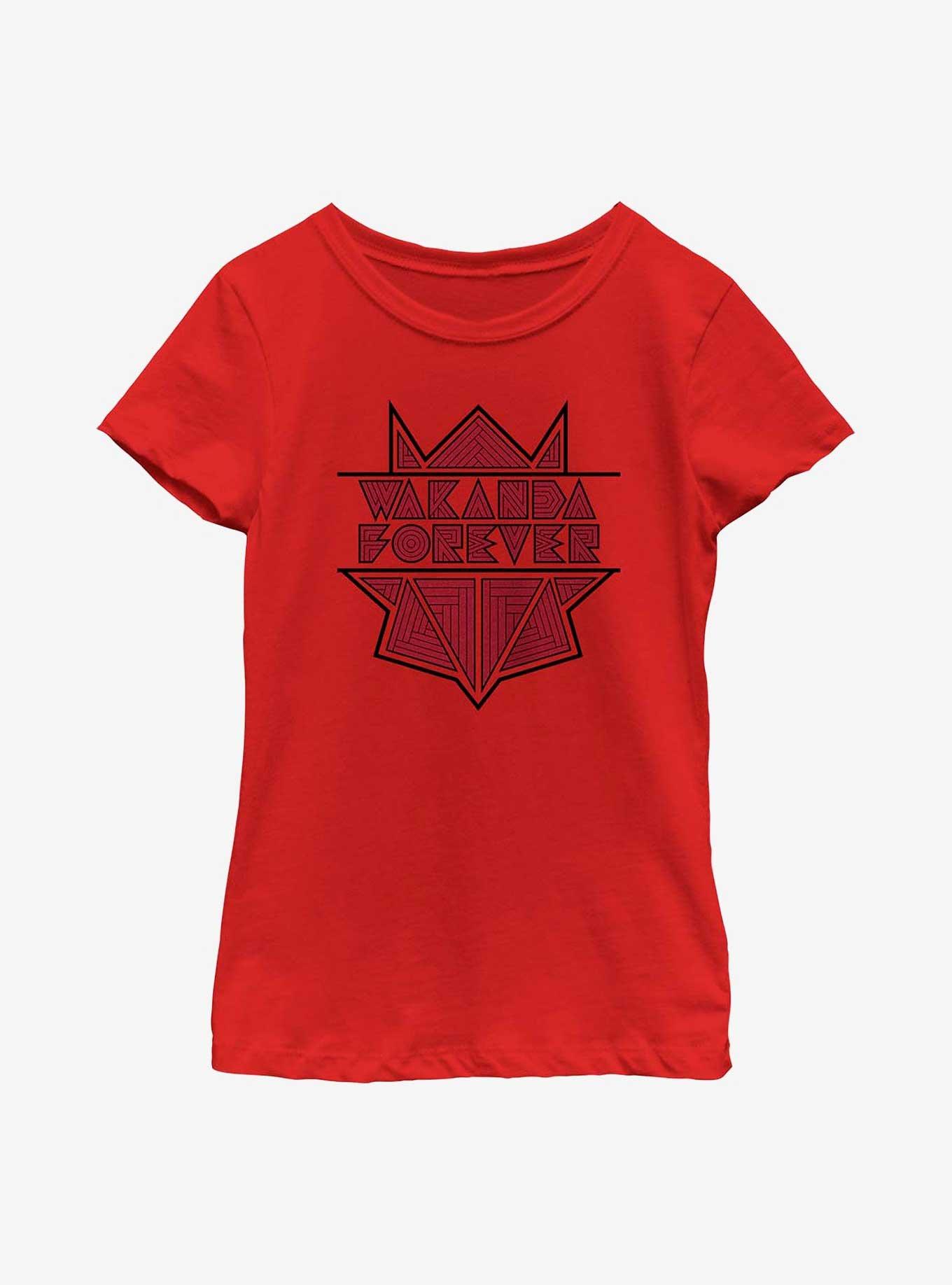 Marvel Black Panther: Wakanda Forever Geometric Panther Logo Youth Girls T-Shirt, , hi-res