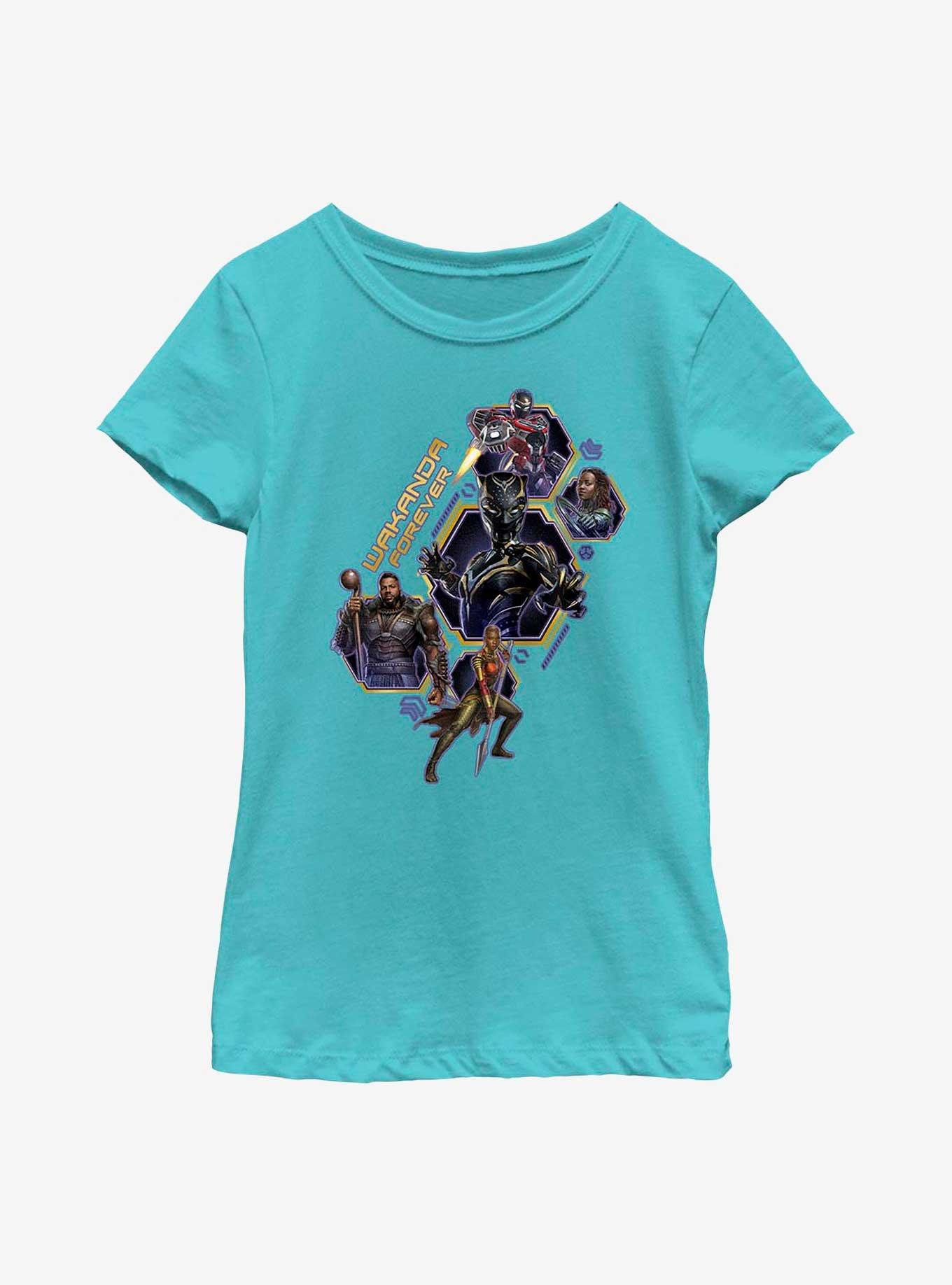 Marvel Black Panther: Wakanda Forever Group Shot Badge Youth Girls T-Shirt, , hi-res