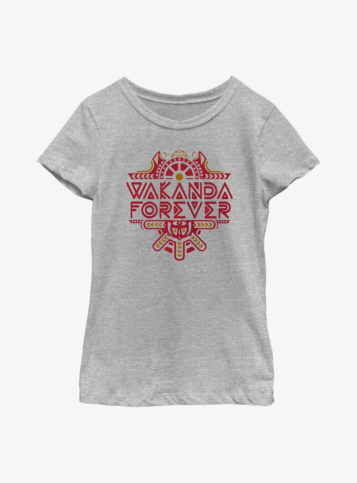 Marvel Black Panther: Wakanda Forever Intricate Logo Youth Girls T-Shirt, ATH HTR, hi-res