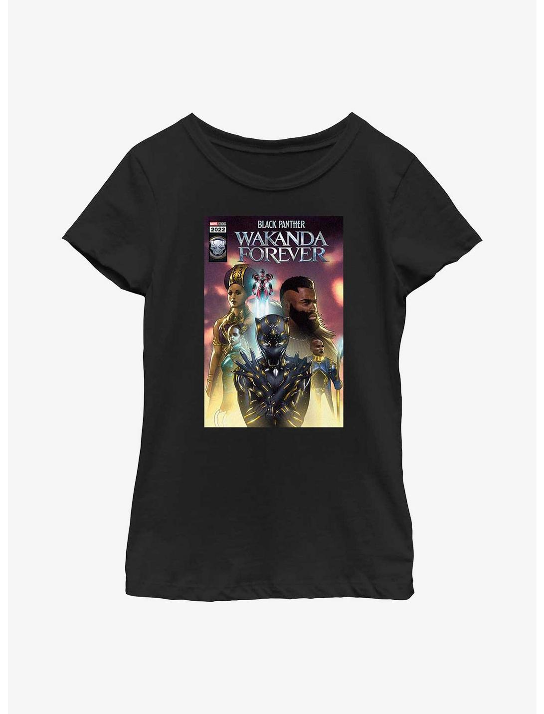 Marvel Black Panther: Wakanda Forever Shuri Comic Cover Poster Youth Girls T-Shirt, BLACK, hi-res