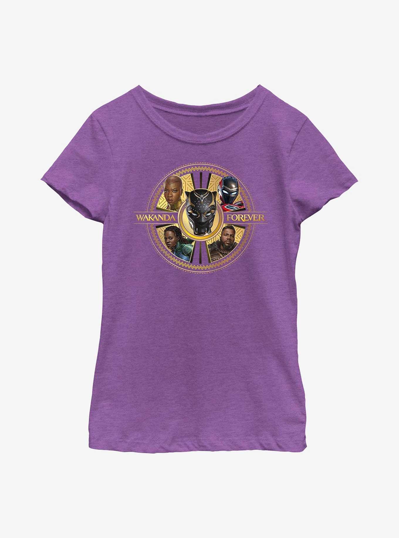 Marvel Black Panther: Wakanda Forever Warrior Heroes Badge Youth Girls T-Shirt, , hi-res