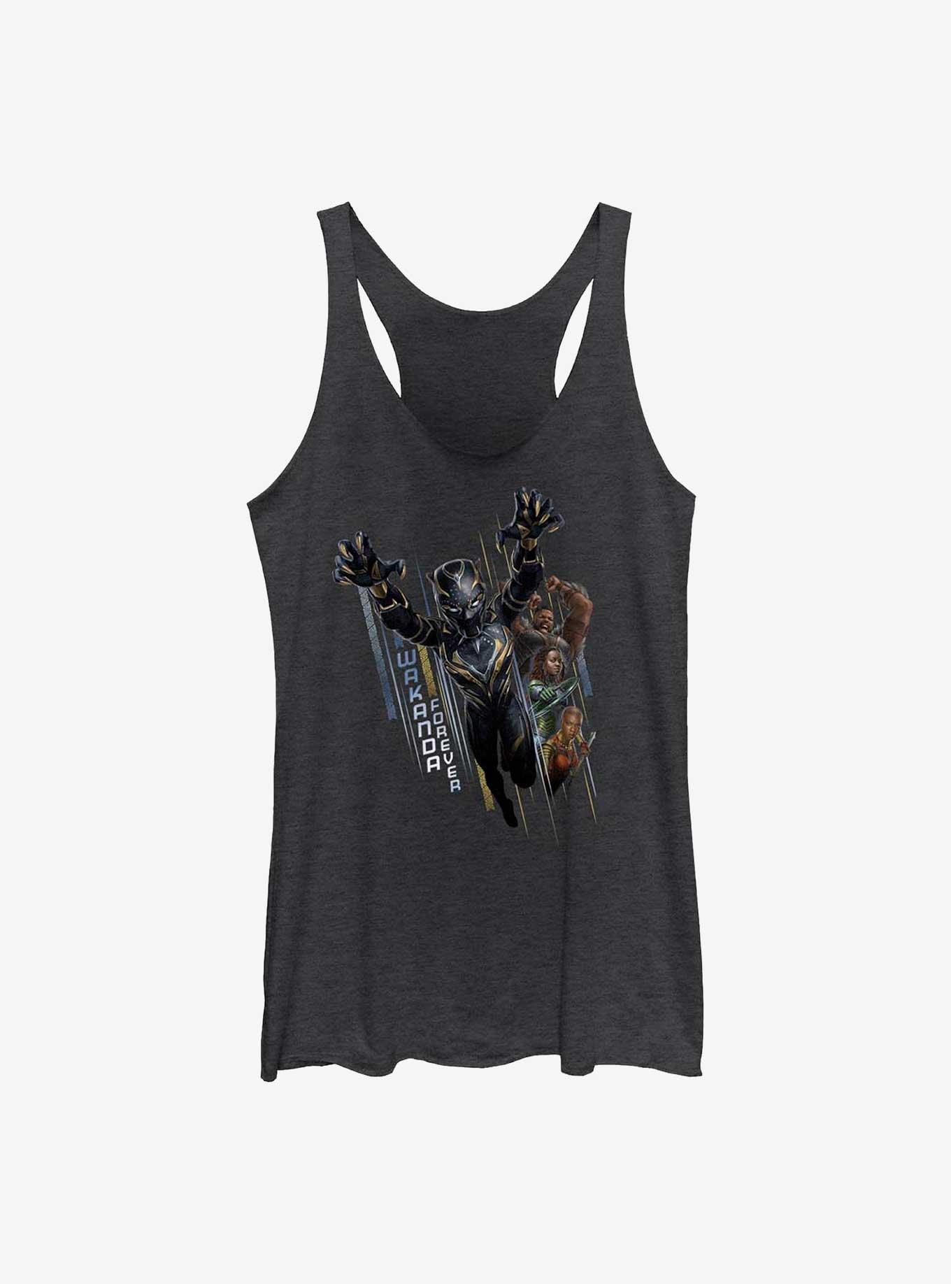 Marvel Black Panther: Wakanda Forever Warriors Take Action Womens Tank Top, BLK HTR, hi-res