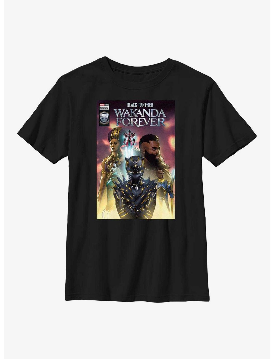 Marvel Black Panther: Wakanda Forever Shuri Comic Cover Poster Youth T-Shirt, BLACK, hi-res