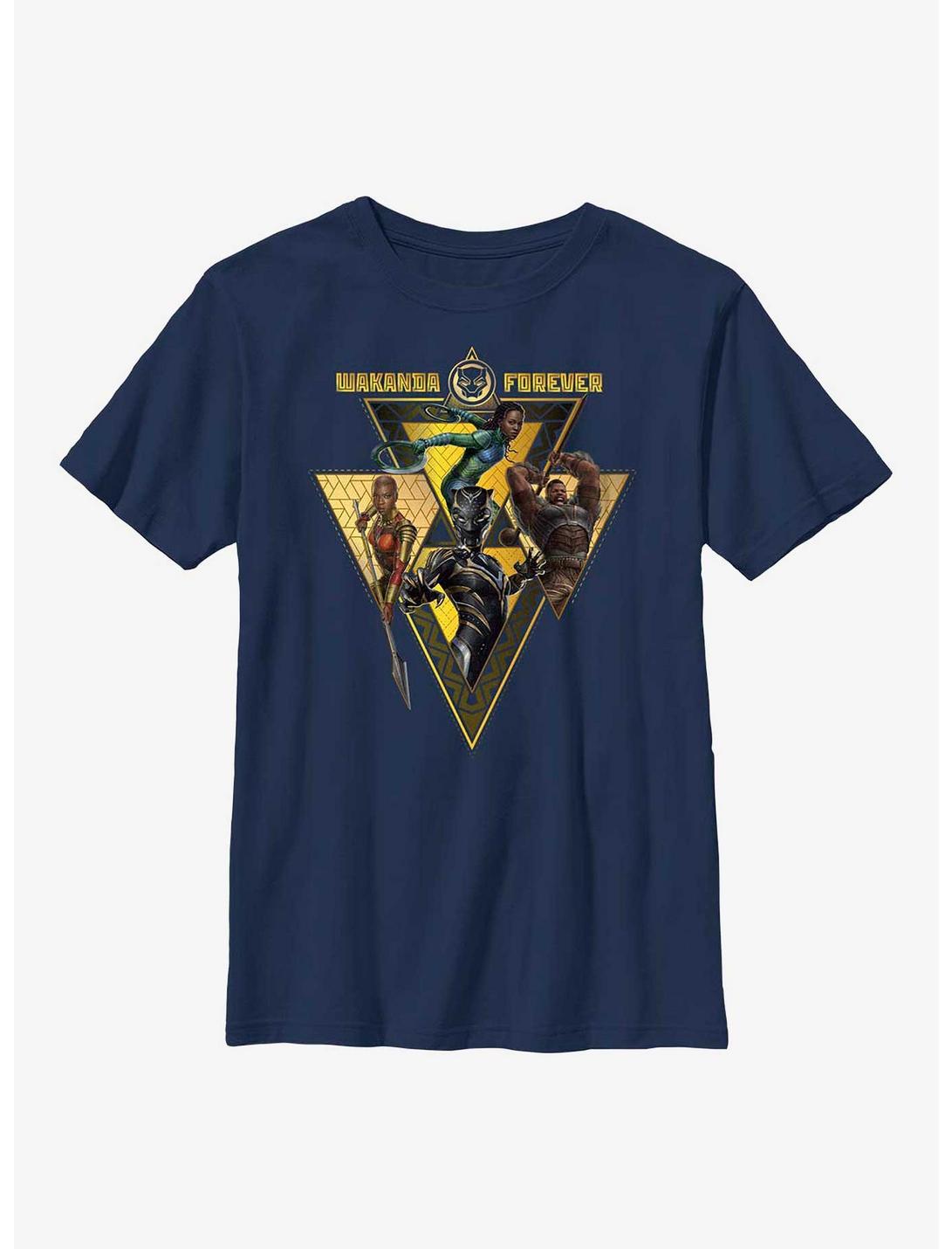 Marvel Black Panther: Wakanda Forever Warrior Heroes Badge Youth T-Shirt, NAVY, hi-res