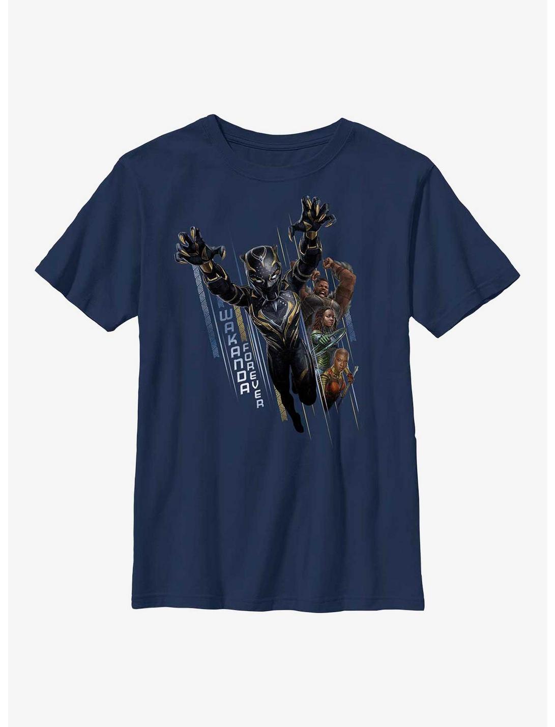 Marvel Black Panther: Wakanda Forever Warriors Take Action Youth T-Shirt, NAVY, hi-res