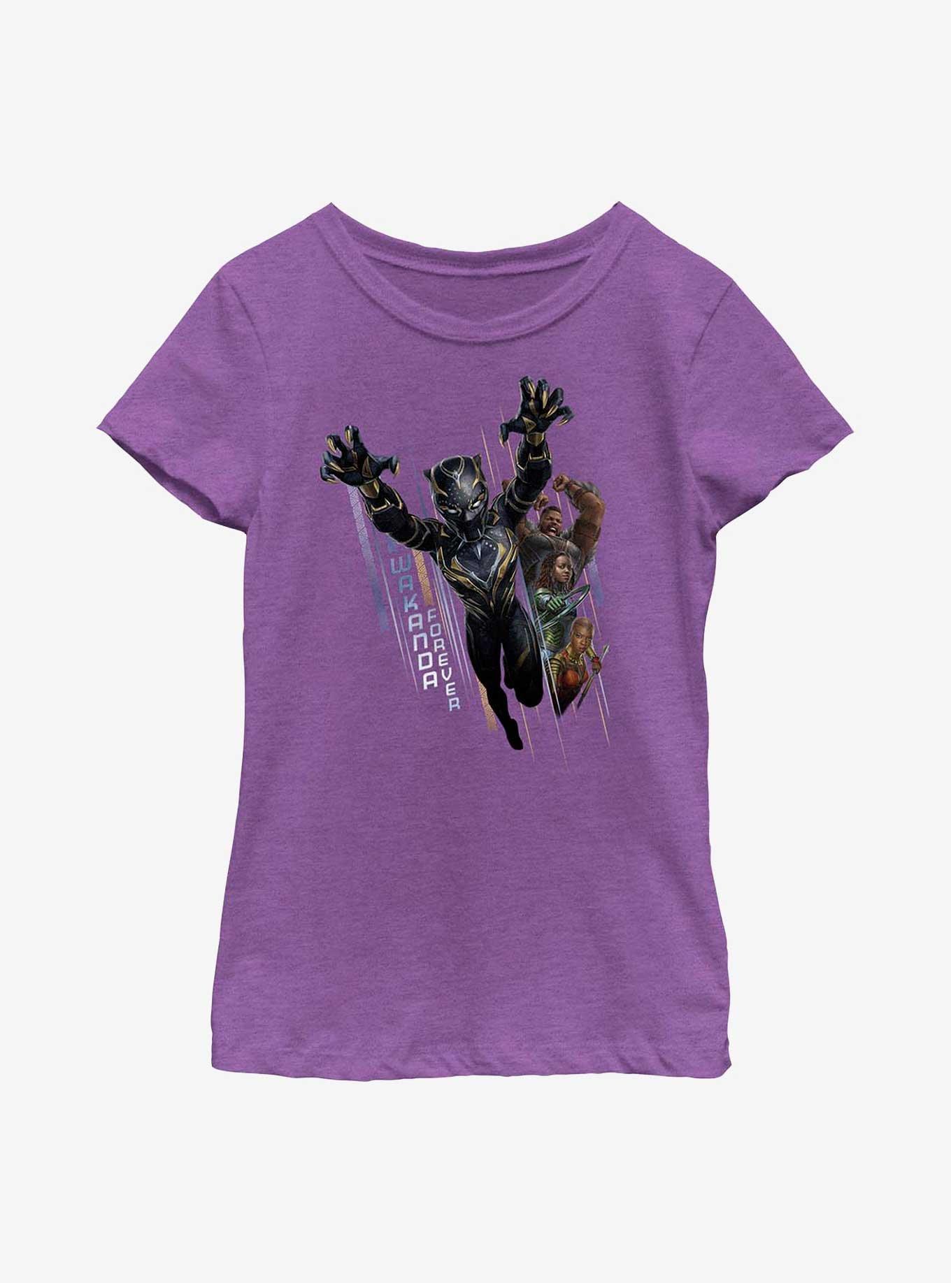 Marvel Black Panther: Wakanda Forever Warriors Take Action Youth Girls T-Shirt, , hi-res
