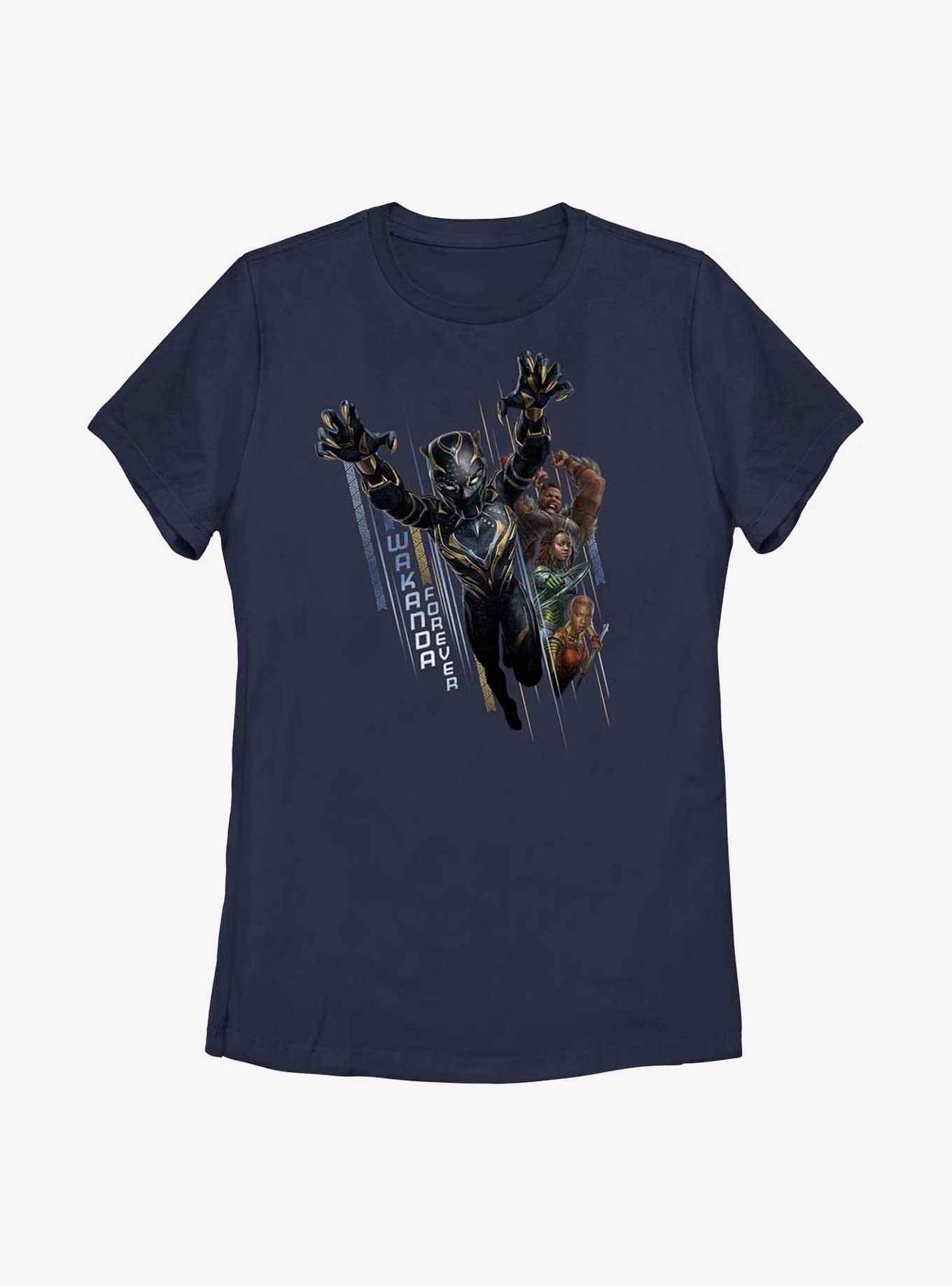 Marvel Black Panther: Wakanda Forever Warriors Take Action Womens T-Shirt, NAVY, hi-res