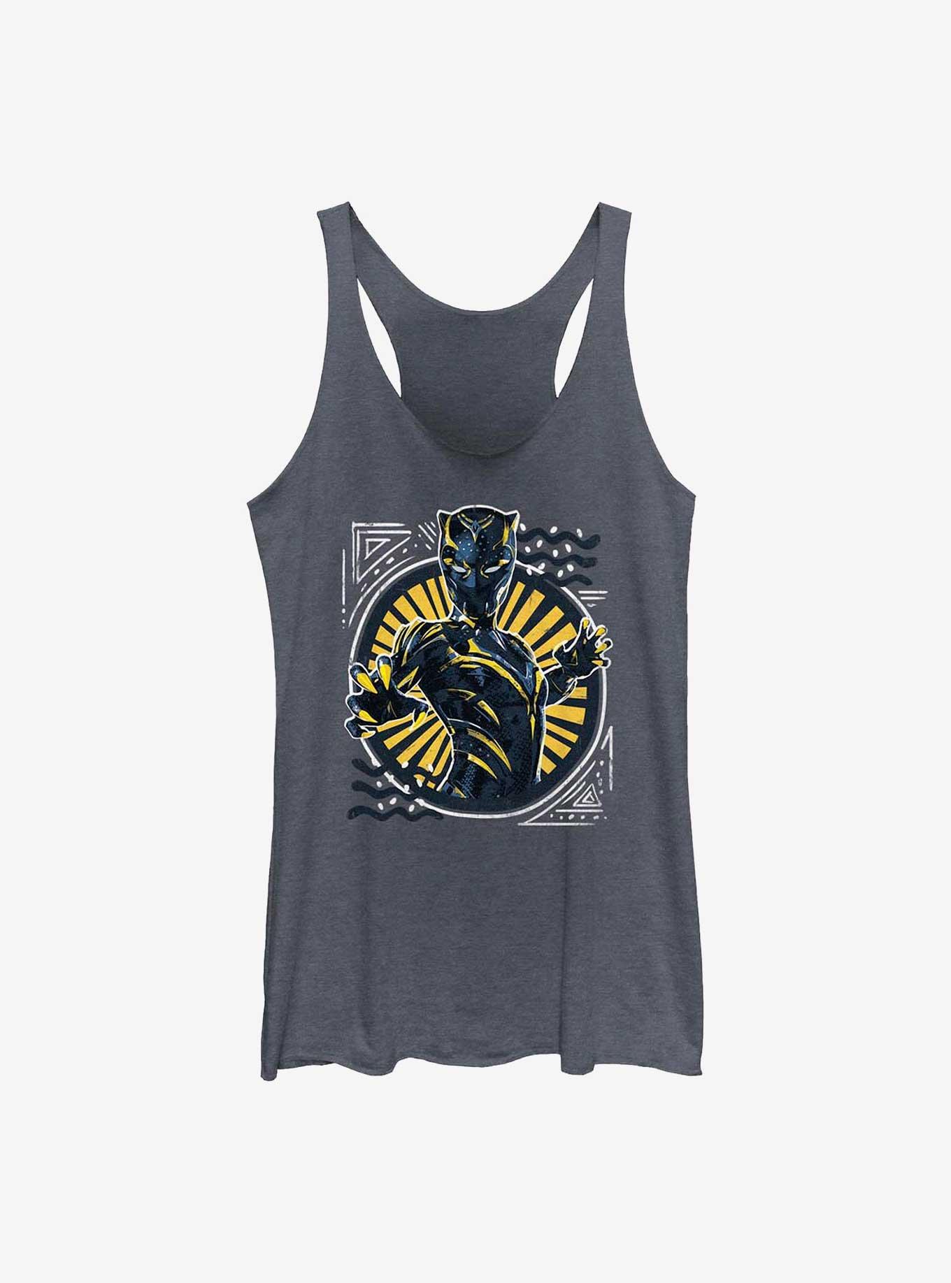 Marvel Black Panther: Wakanda Forever Painted Shuri Badge Womens Tank Top, NAVY HTR, hi-res