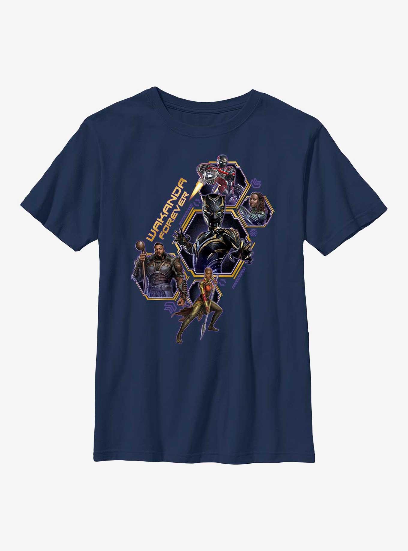 Marvel Black Panther: Wakanda Forever Group Shot Badge Youth T-Shirt, , hi-res
