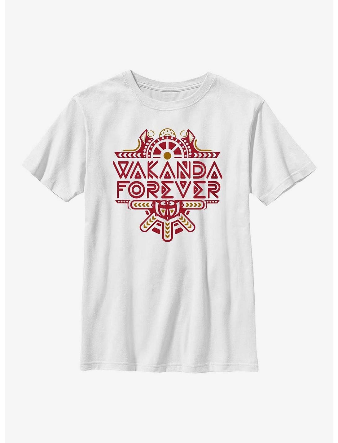 Marvel Black Panther: Wakanda Forever Intricate Logo Youth T-Shirt, WHITE, hi-res
