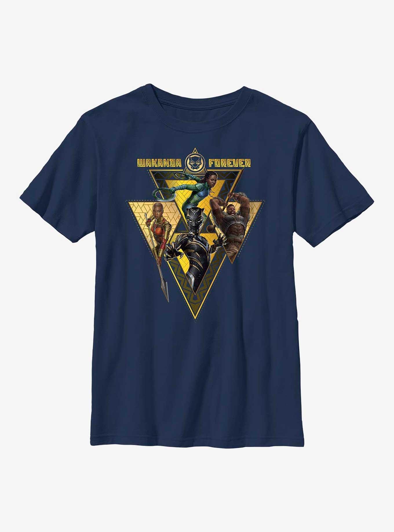 Marvel Black Panther: Wakanda Forever Warrior Heroes Badge Youth T-Shirt, NAVY, hi-res