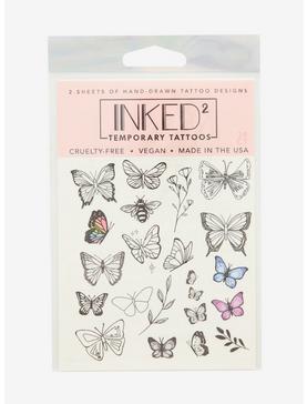 Butterfly Flower Temporary Tattoos, , hi-res