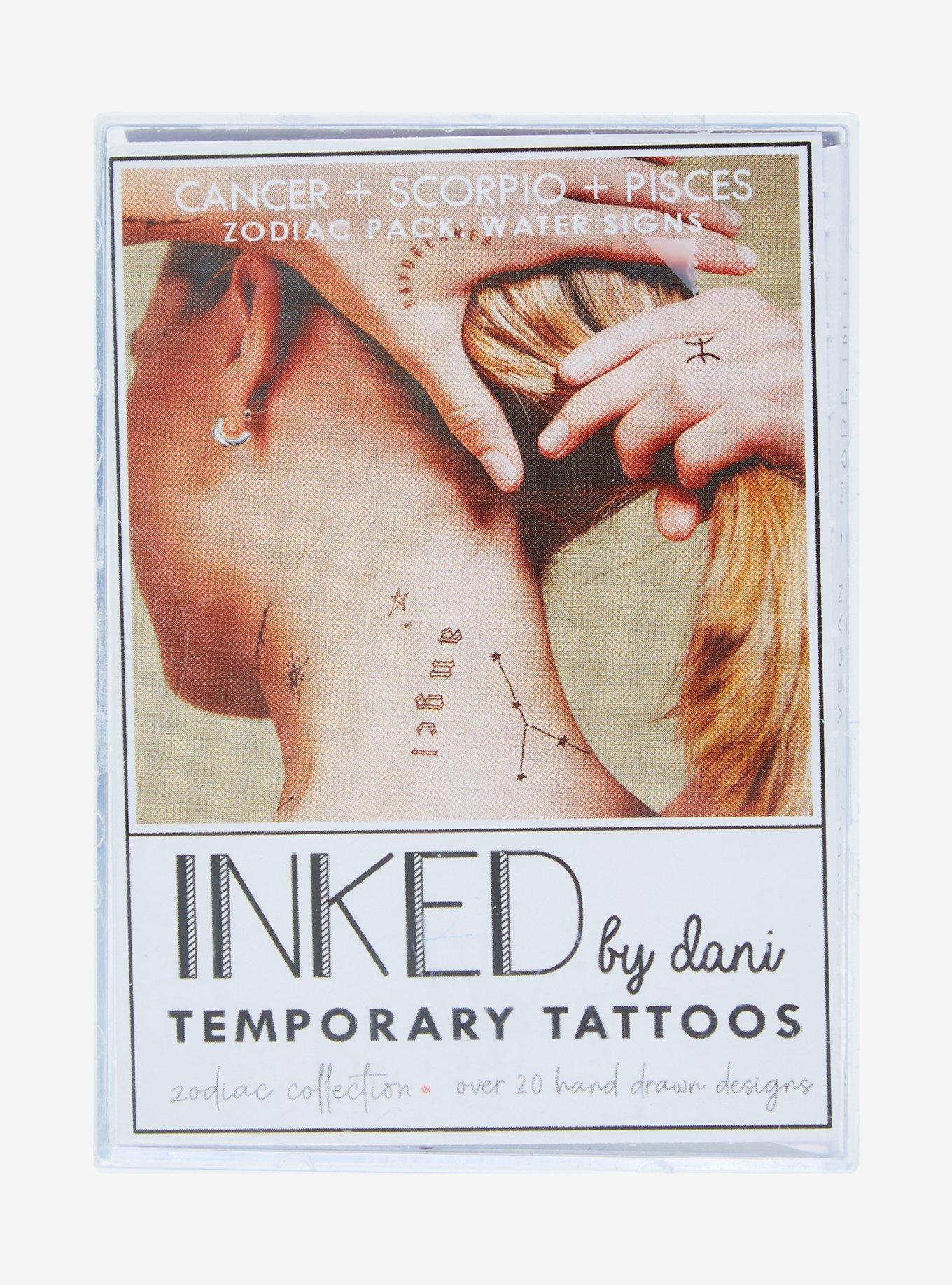 INKED By Dani Water Sign Zodiac Temporary Tattoo Set, , hi-res