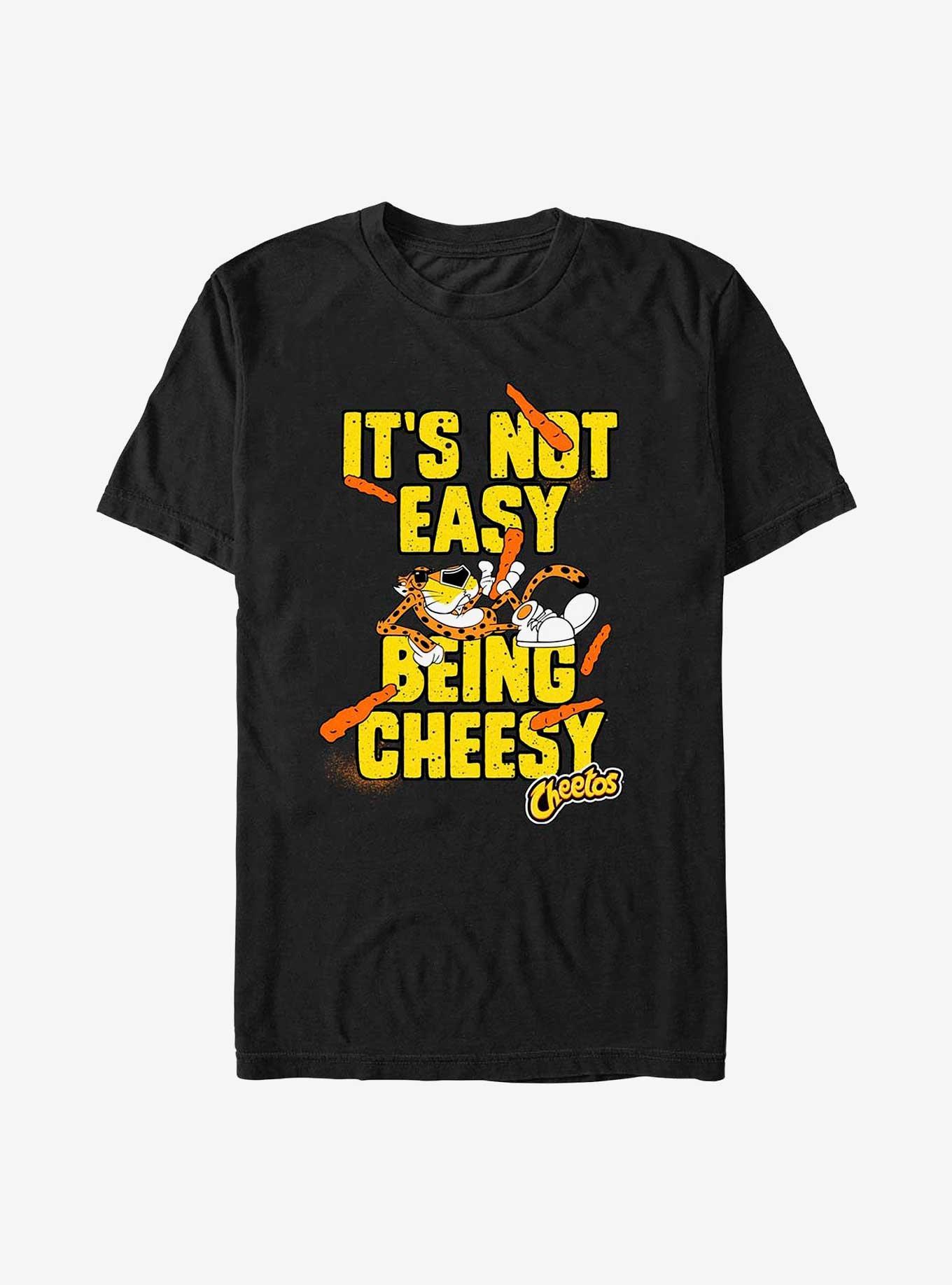 Cheetos It Ain't Easy Being Cheesy Cheese Font T-Shirt, BLACK, hi-res