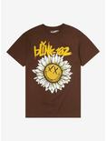 Blink-182 Sunflower Face Logo Boyfriend Fit Girls T-Shirt, BROWN, hi-res